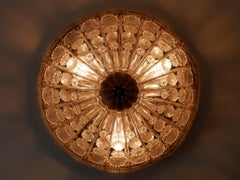 Large Mid-Century Modern Crystal Glass Flush Mount or Wall Lamp Germany, 1950s