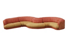 Large Mid-Century Modern Curved Serpentine Sectional Sofa