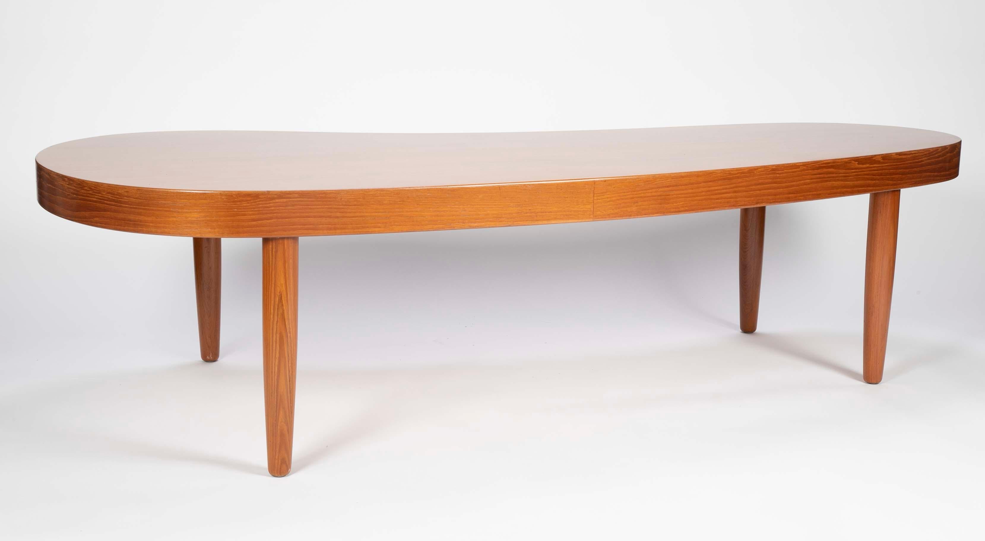 A midcentury Danish coffee table. Free-form design in teak. By repute purchased from Cristina Grajales Gallery, New York.
 