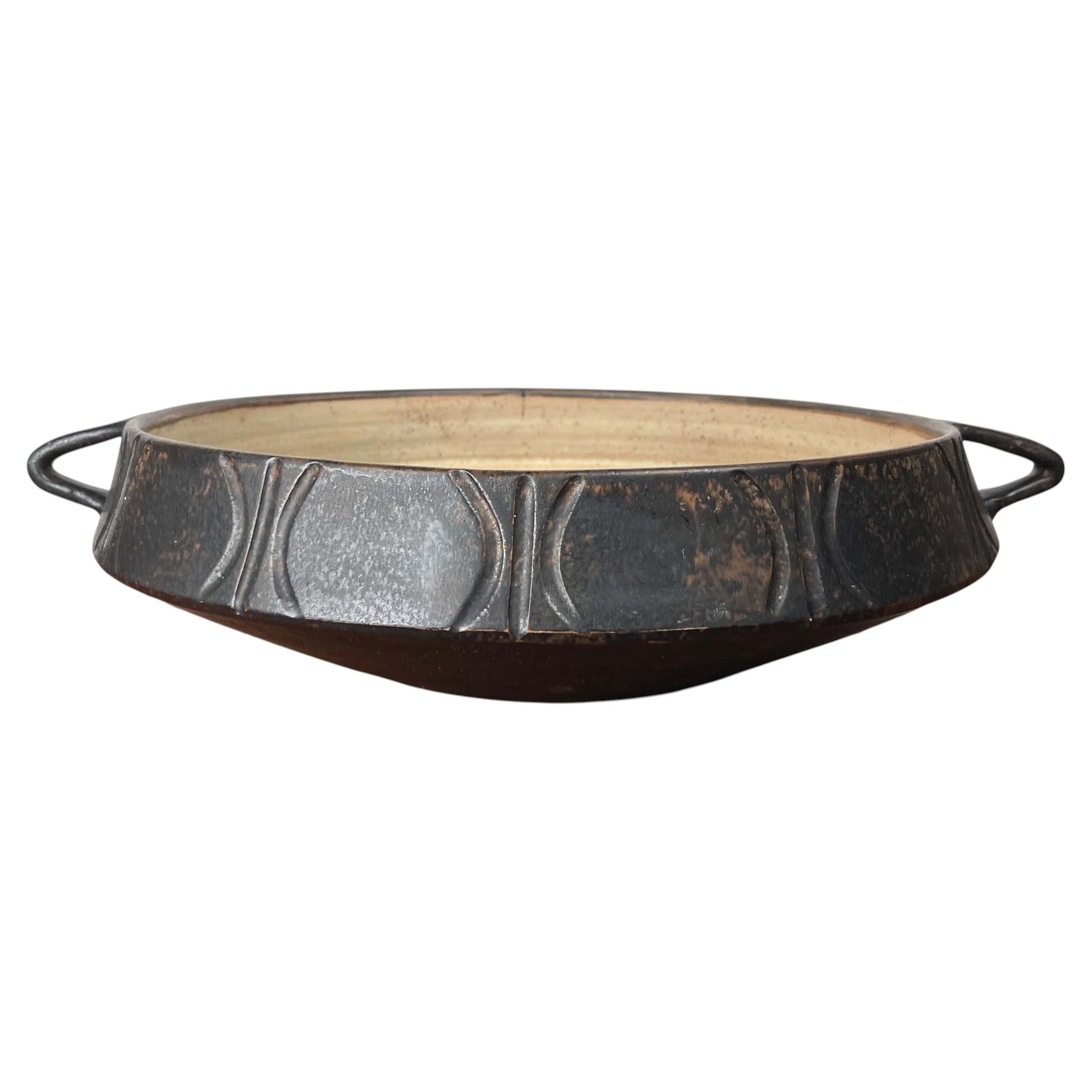 Large Mid-Century Modern Danish Studio Pottery Bowl from Lund Keramik, 1960s