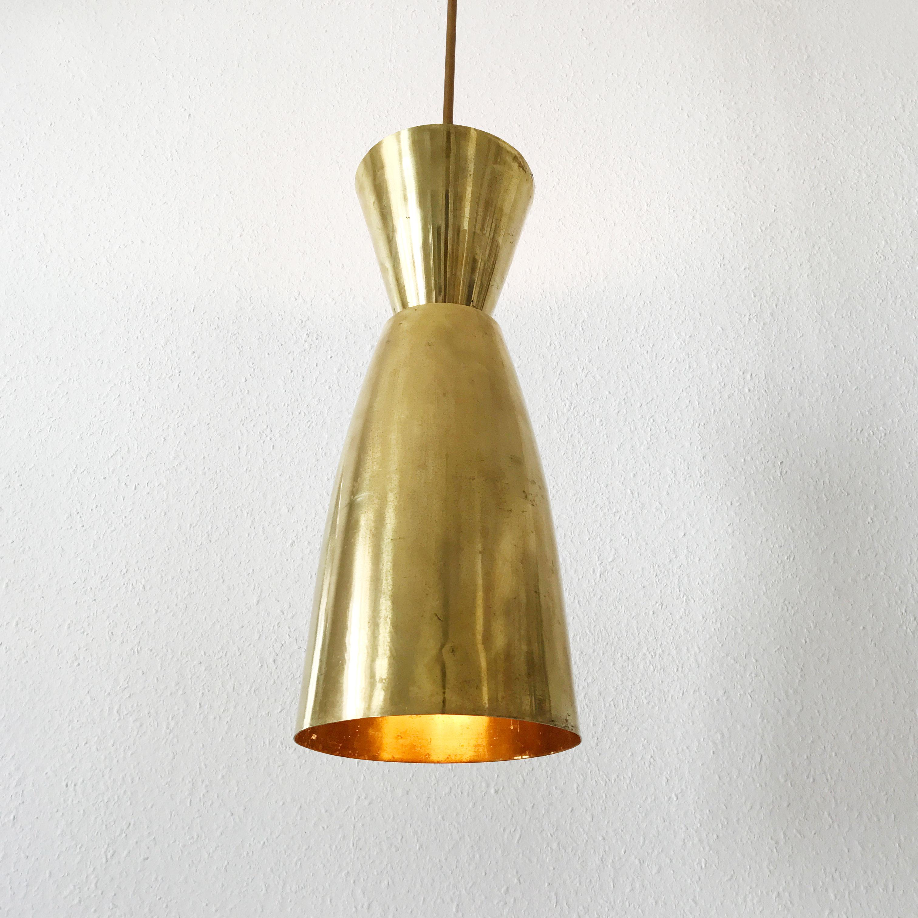 Large Mid-Century Modern Diabolo Brass Pendant Lamp, 1950s, Germany In Good Condition For Sale In Munich, DE