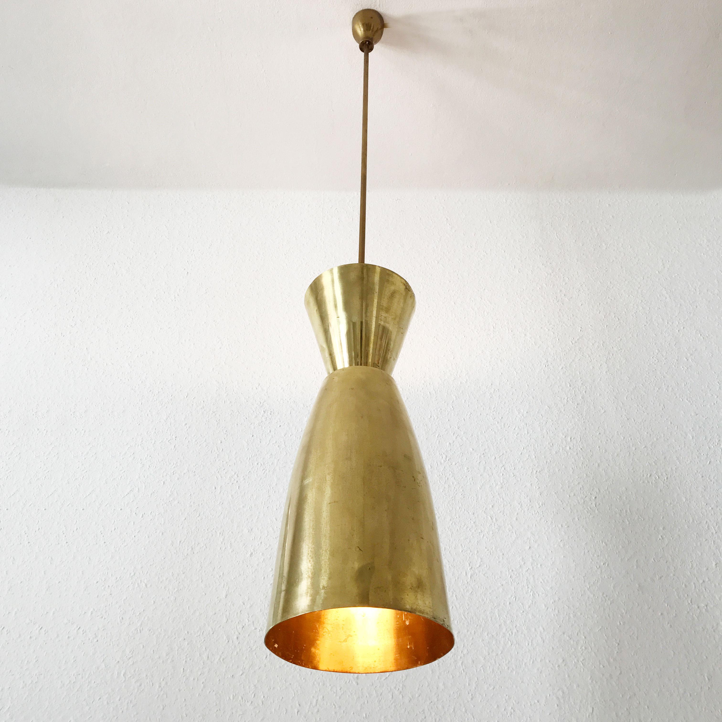 Large Mid-Century Modern Diabolo Brass Pendant Lamp, 1950s, Germany For Sale 1