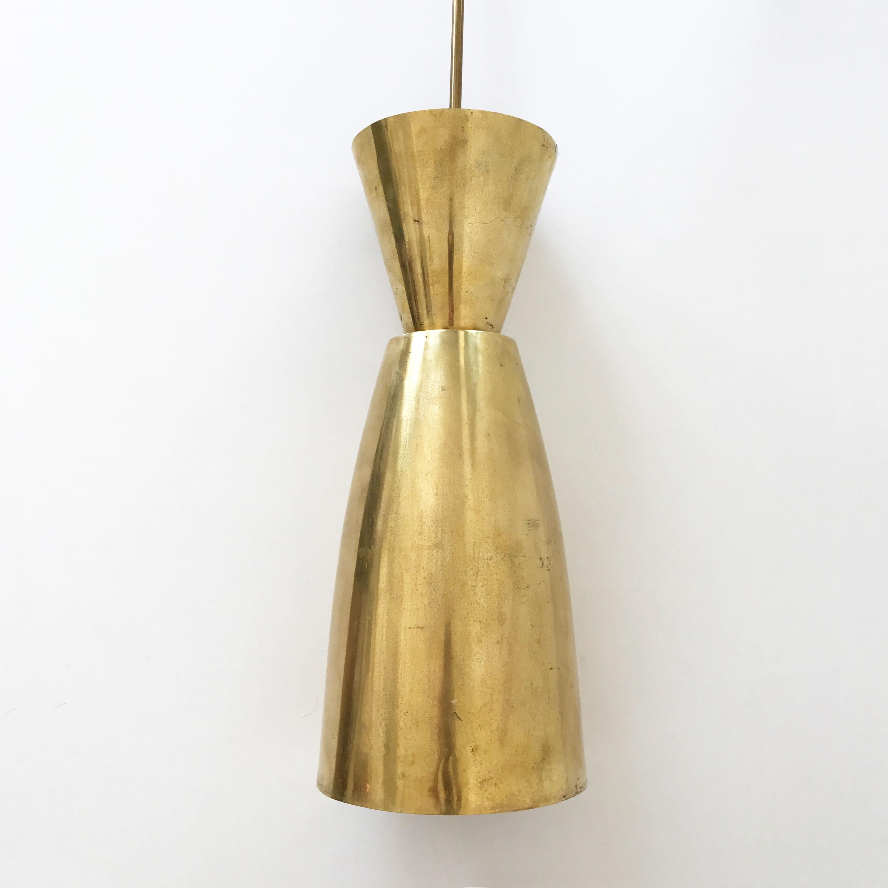 Ottone Grande lampada a sospensione Diabolo in ottone della modernità di metà secolo, anni '50, Germania in vendita