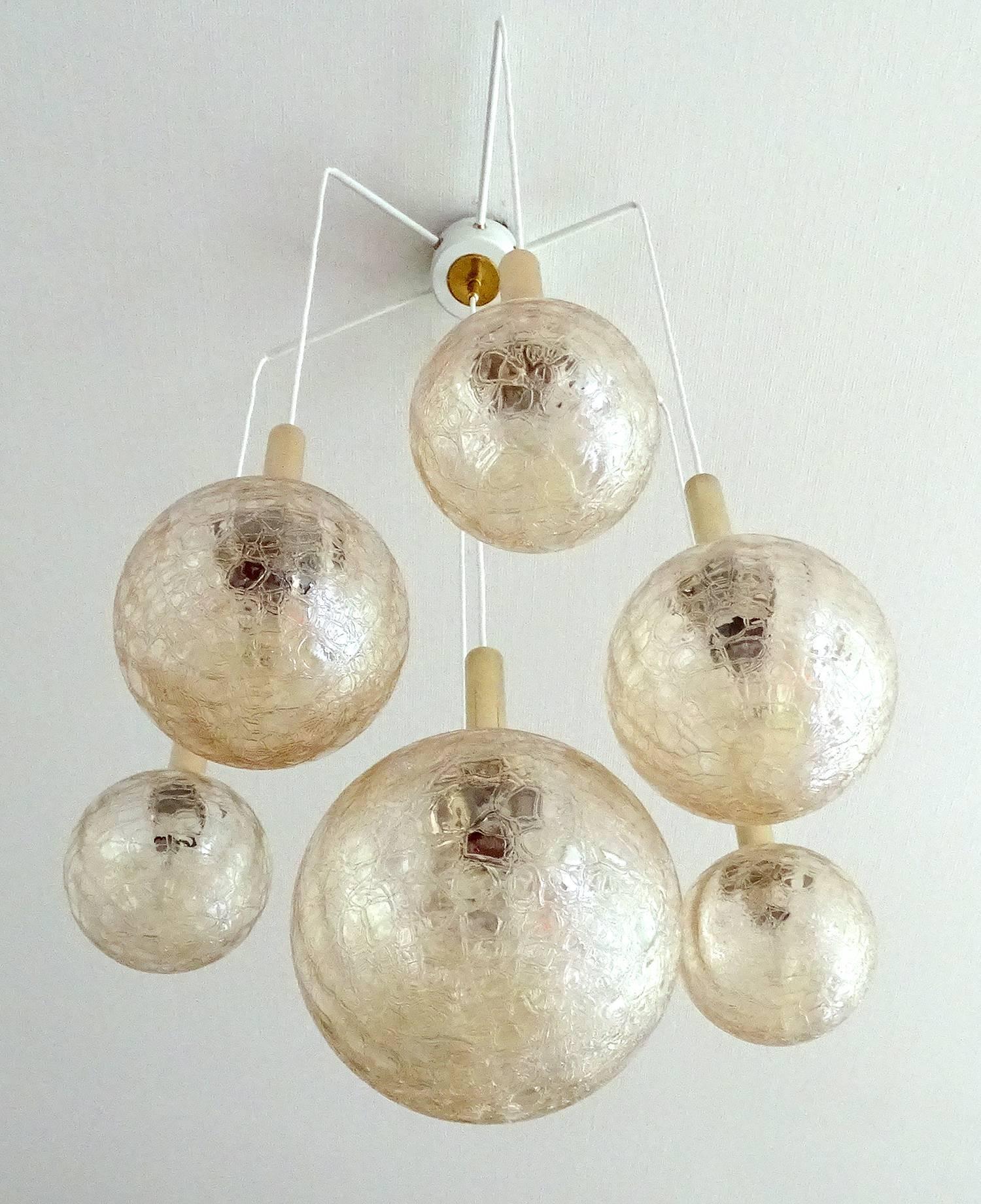 Large 7 Lights Doria  Brass Glass Globes Chandelier Pendant Light   4