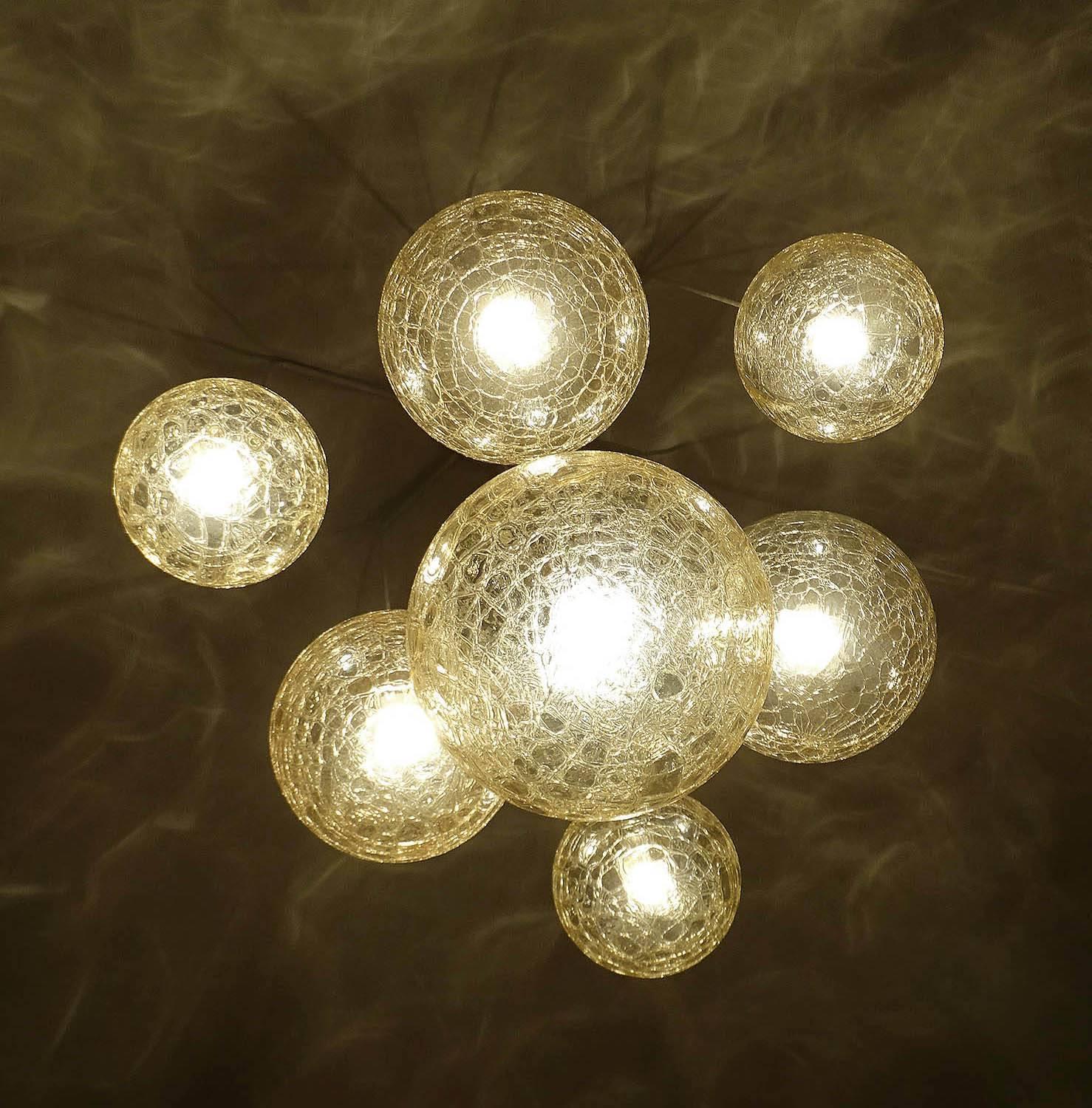  Large 7 Lights Doria  Brass Glass Globes Chandelier Pendant Light   5
