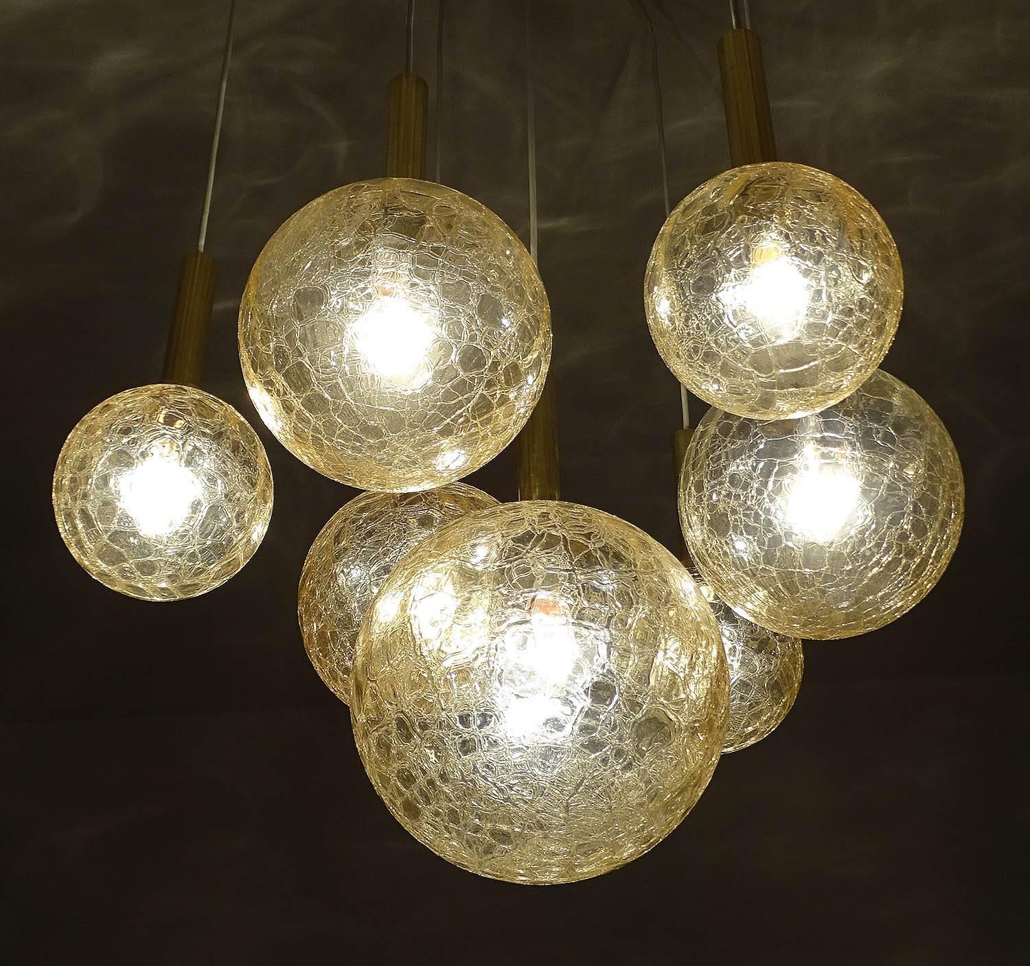  Large 7 Lights Doria  Brass Glass Globes Chandelier Pendant Light   6