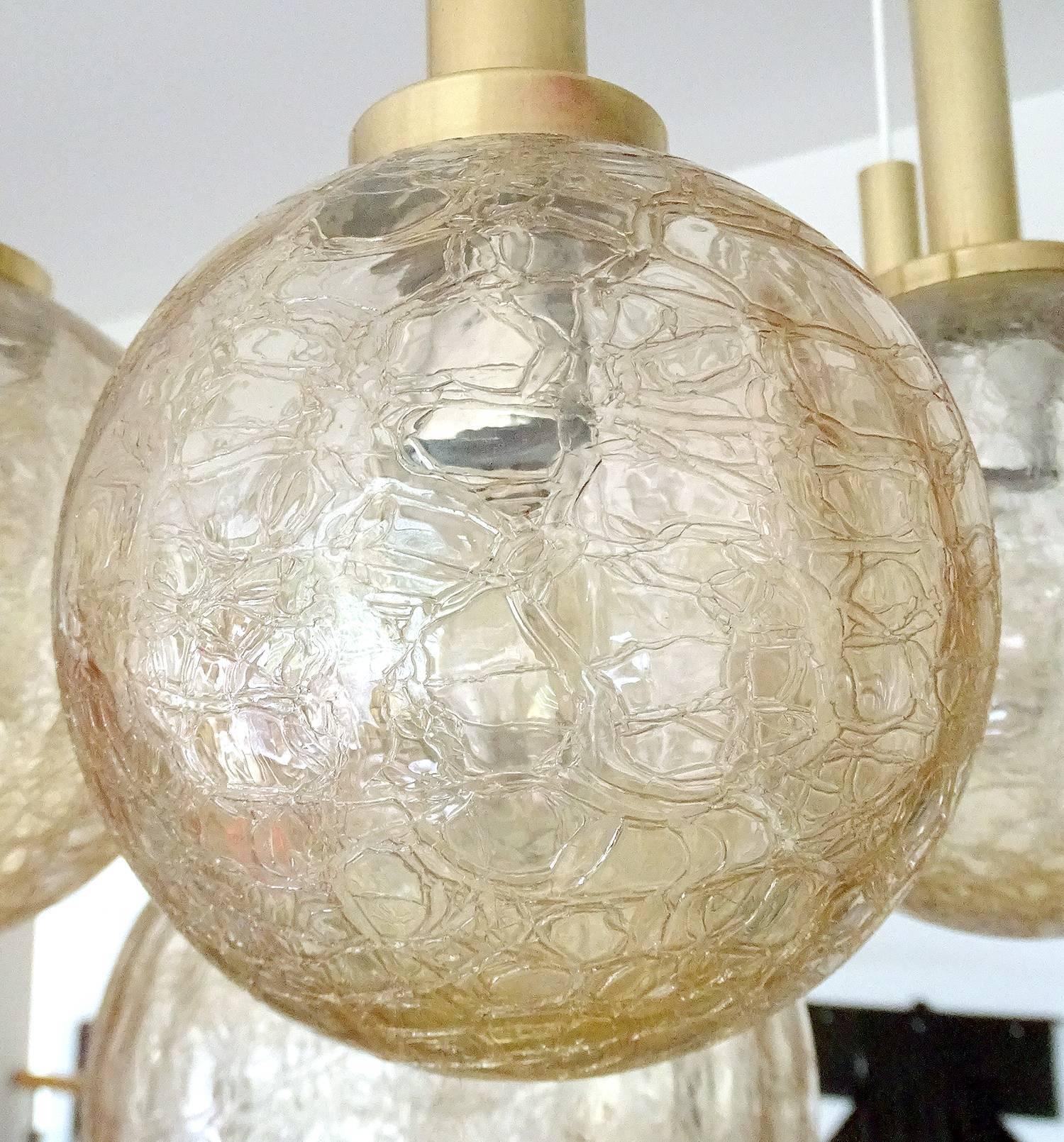  Large 7 Lights Doria  Brass Glass Globes Chandelier Pendant Light   7