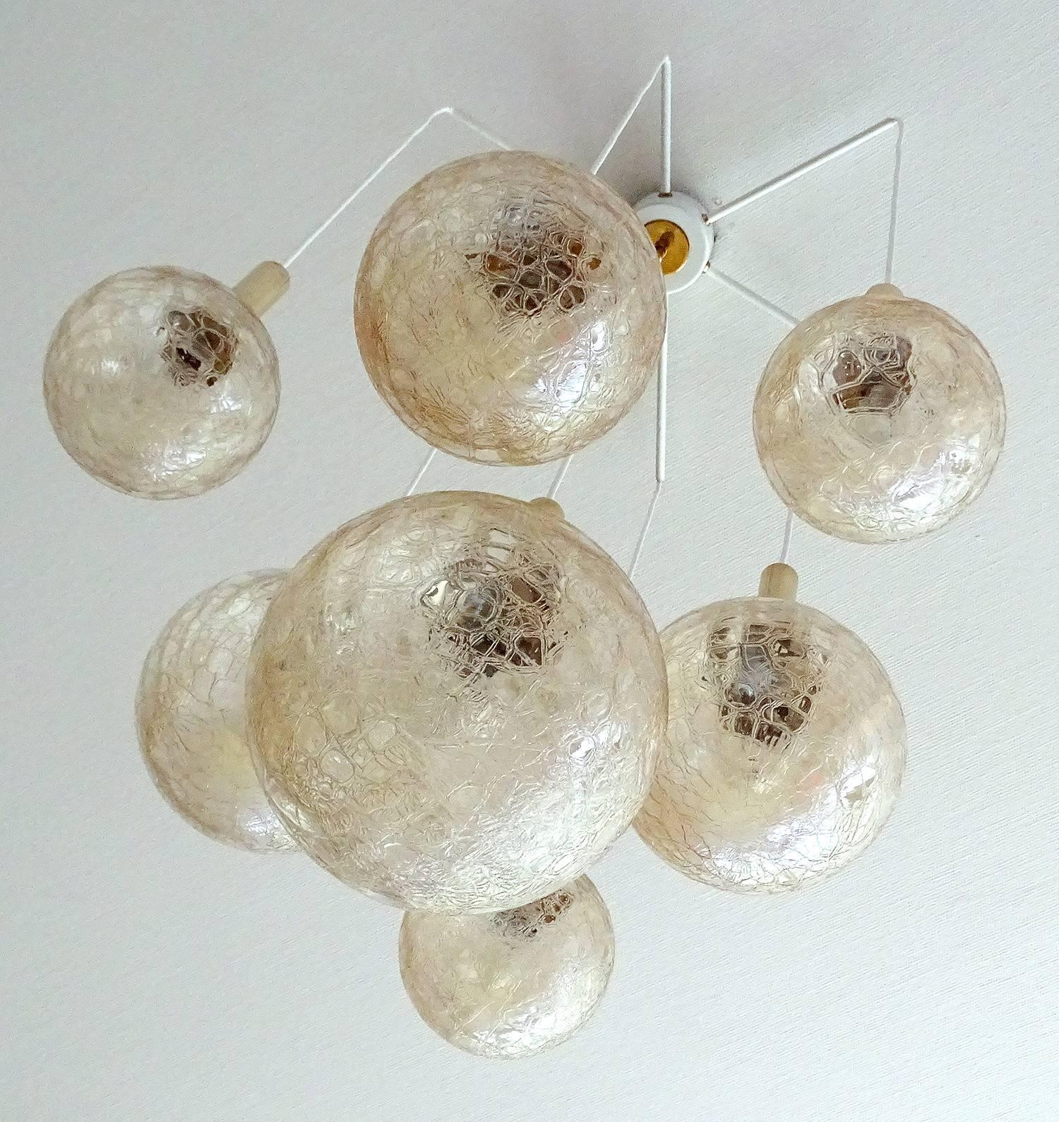  Large 7 Lights Doria  Brass Glass Globes Chandelier Pendant Light   8