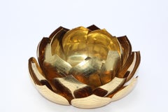 Große Mid-Century Modern Feldman Messing Lotusblume Kerzenhalter