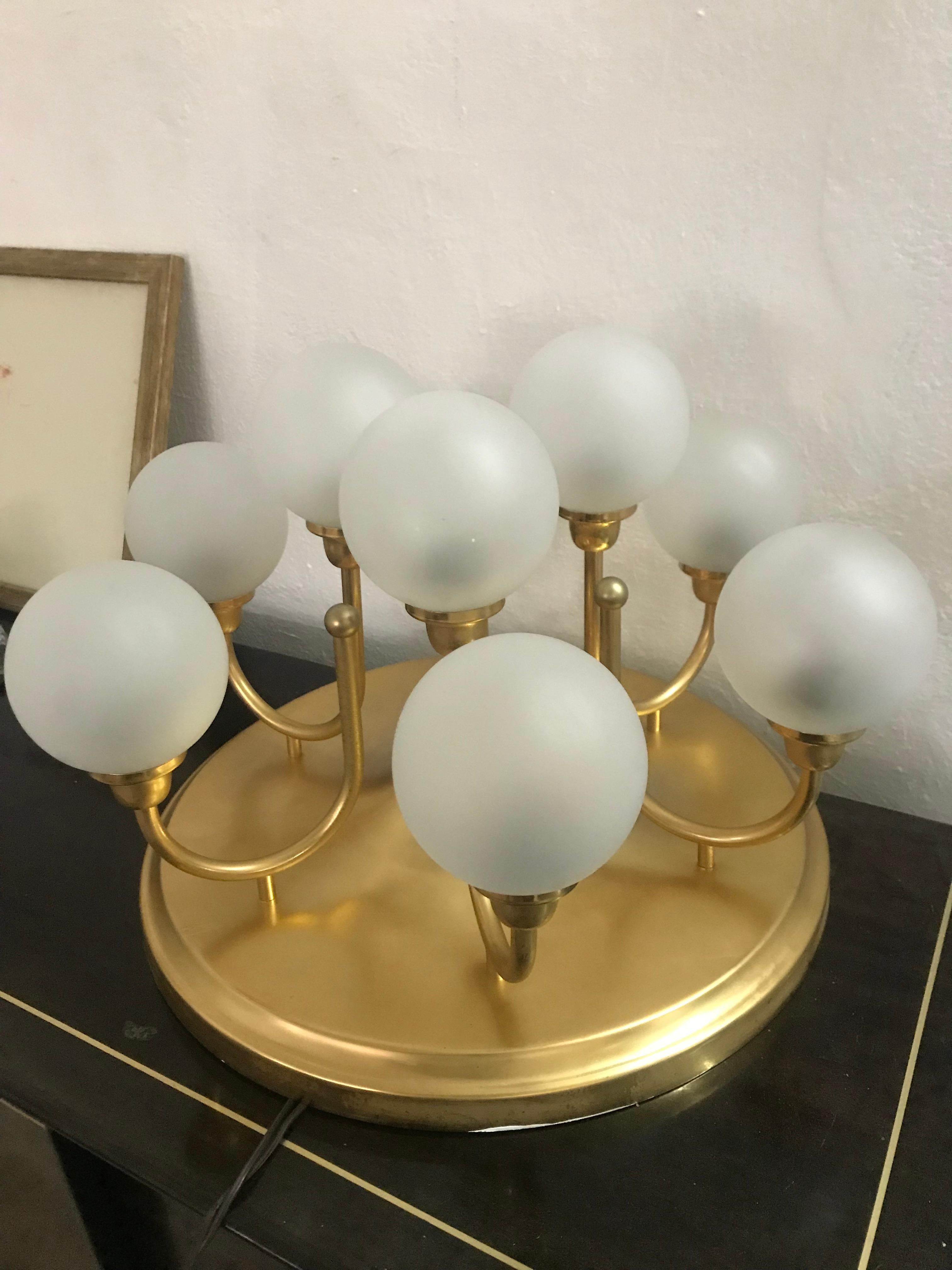 Mid-Century Modern 9 Light plafonnier or flush mount by Kinkeldey, Made in Austria, circa 1970, still retaining the original Label and in great vintage condition.