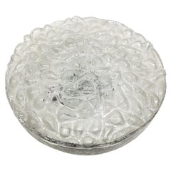 Vintage Large Mid-Century Modern Flush Mount in Organic Bubble Pattern Glass by Doria