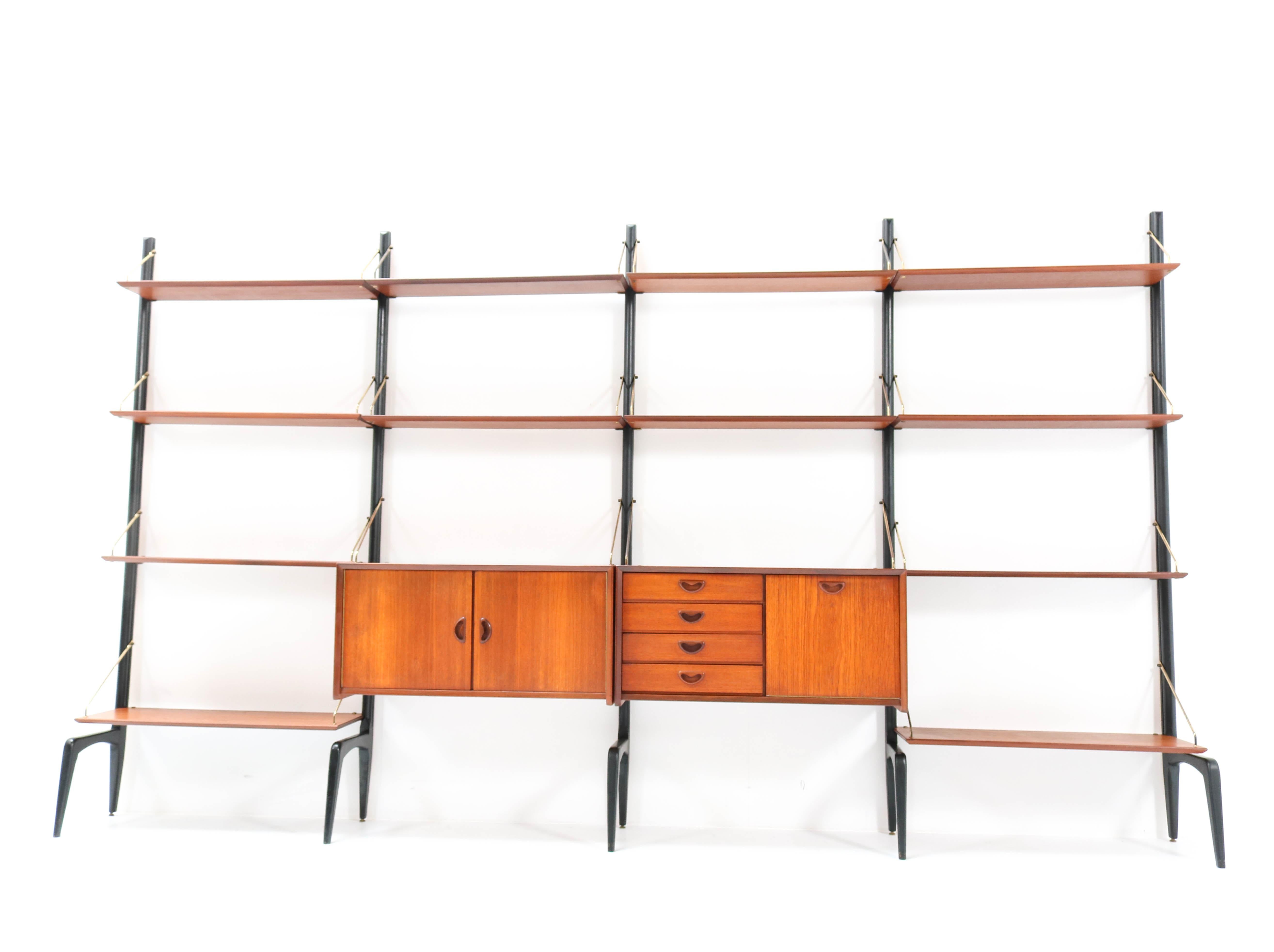Lacquered Large Mid-Century Modern Free Standing Wall Unit by Louis Van Teeffelen for Webe