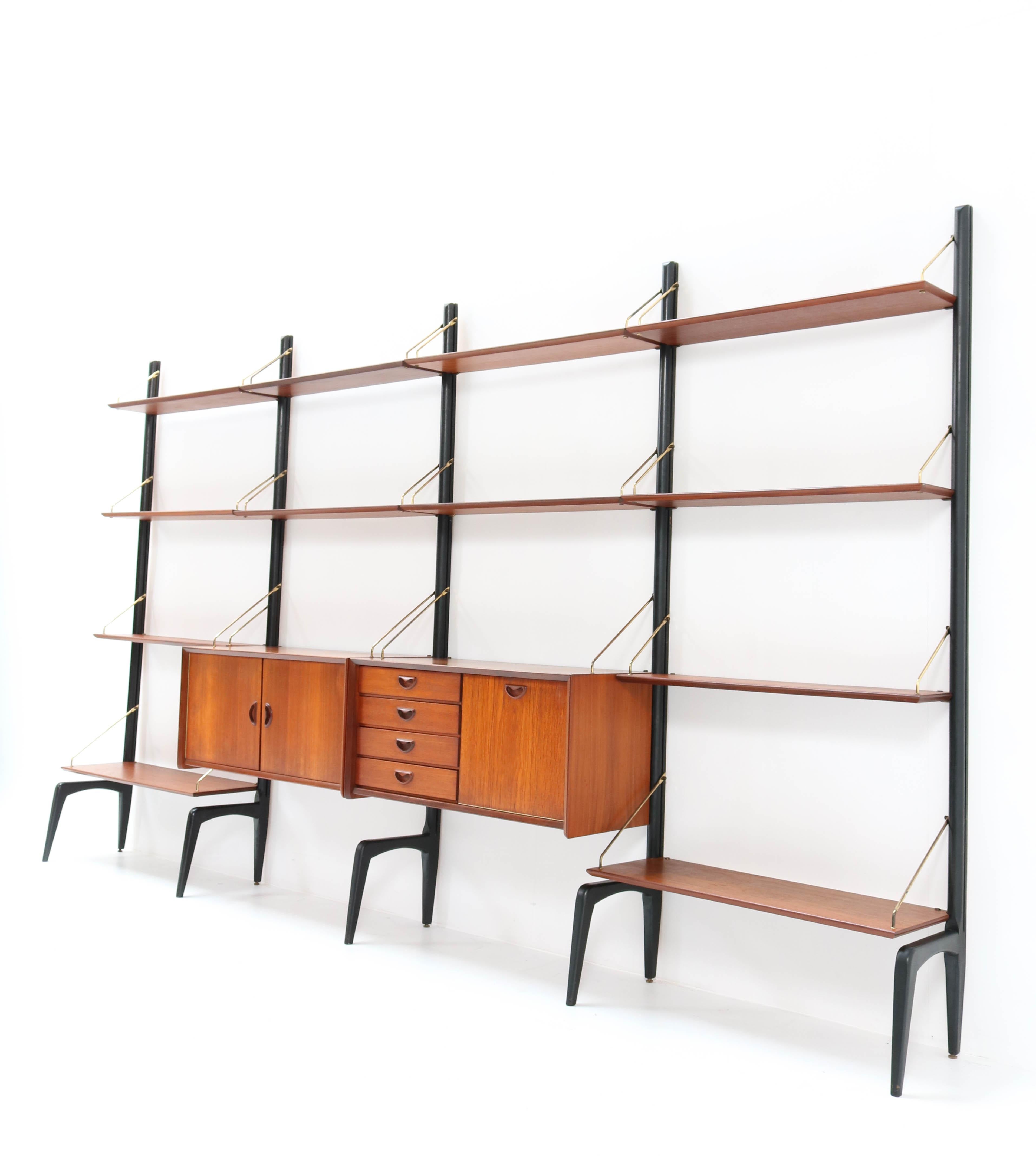 Large Mid-Century Modern Free Standing Wall Unit by Louis Van Teeffelen for Webe In Good Condition In Amsterdam, NL
