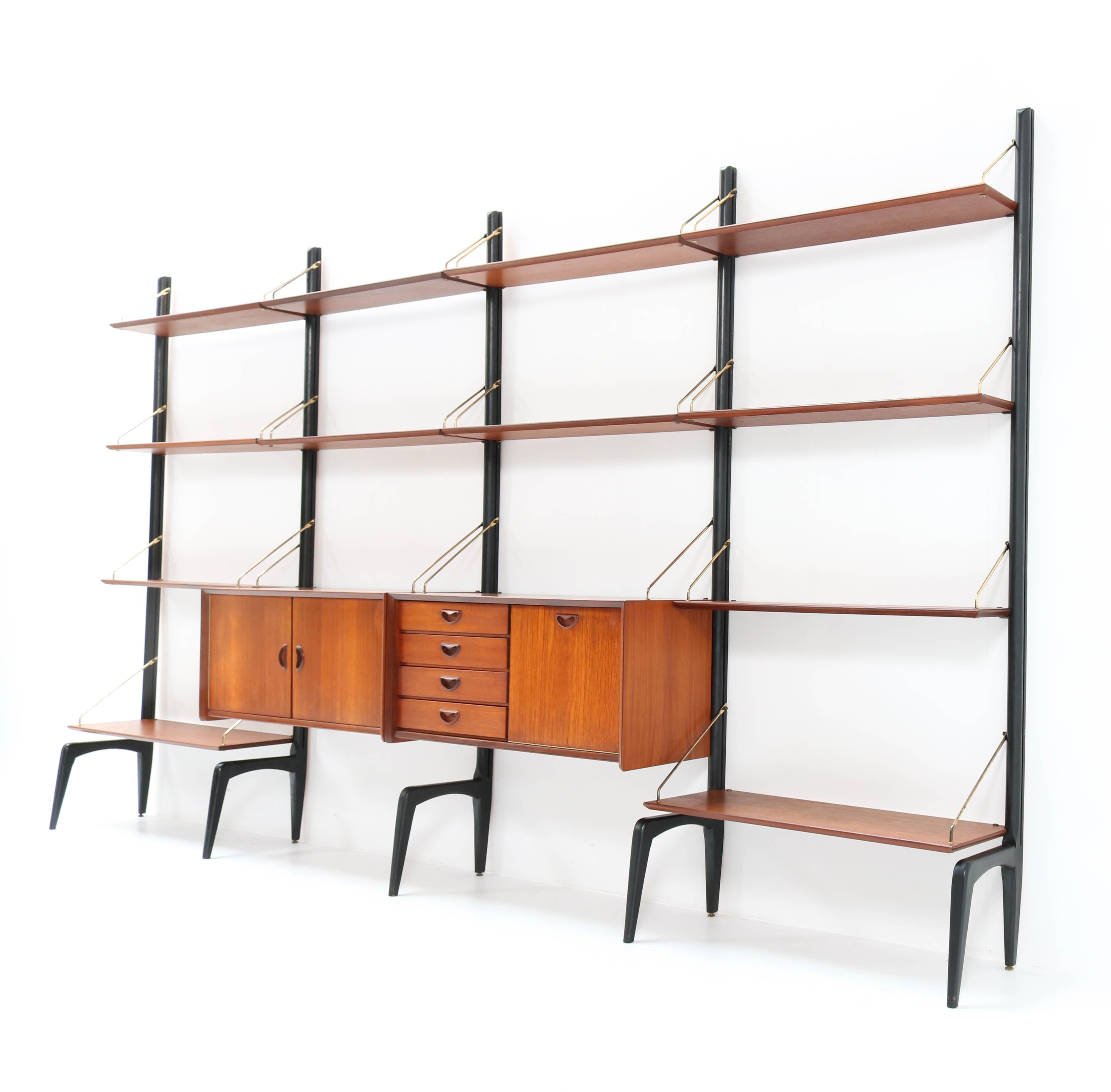 Mid-20th Century Large Mid-Century Modern Free Standing Wall Unit by Louis Van Teeffelen for Webe