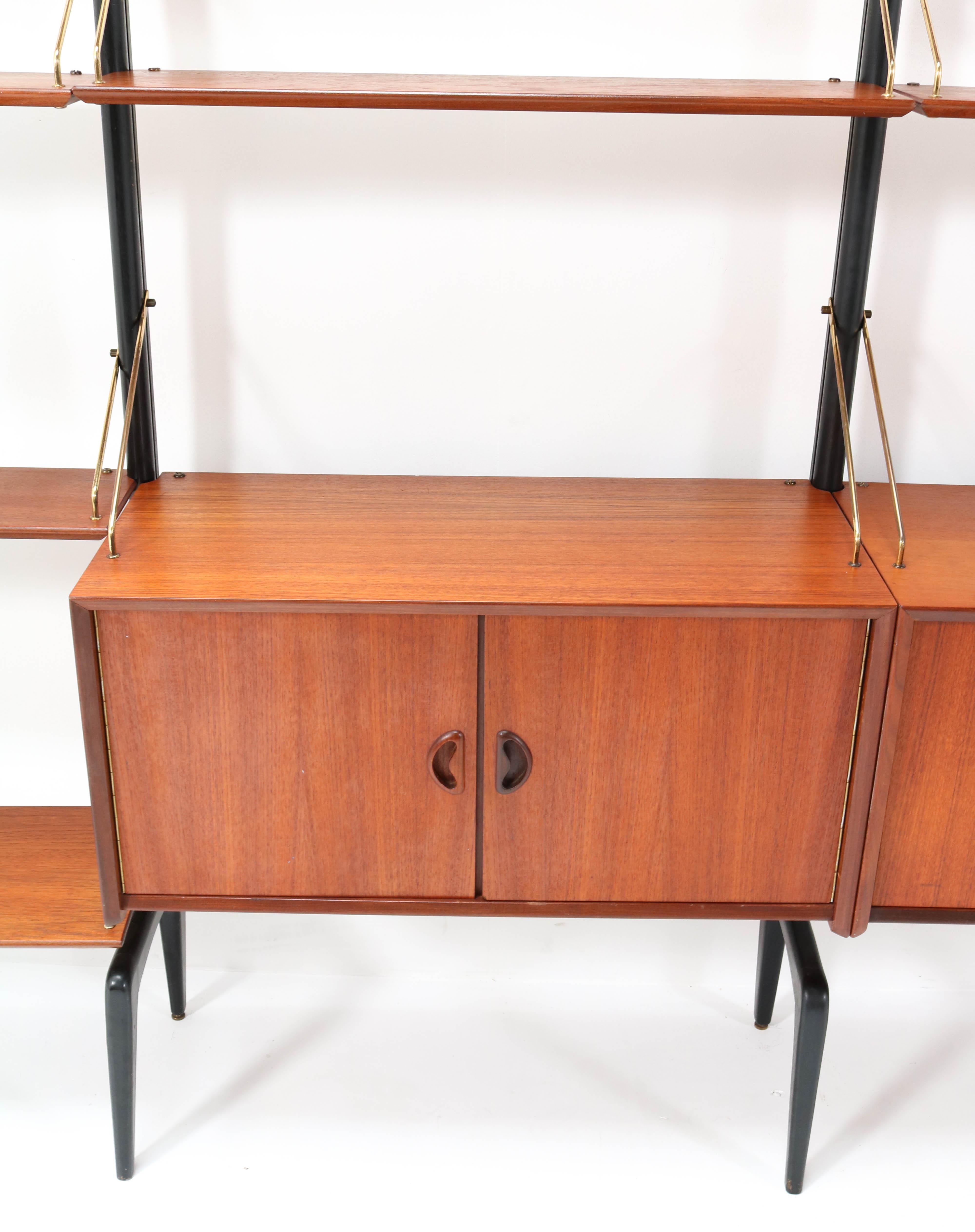 Mid-20th Century Large Mid-Century Modern Free Standing Wall Unit by Louis Van Teeffelen for WéBé