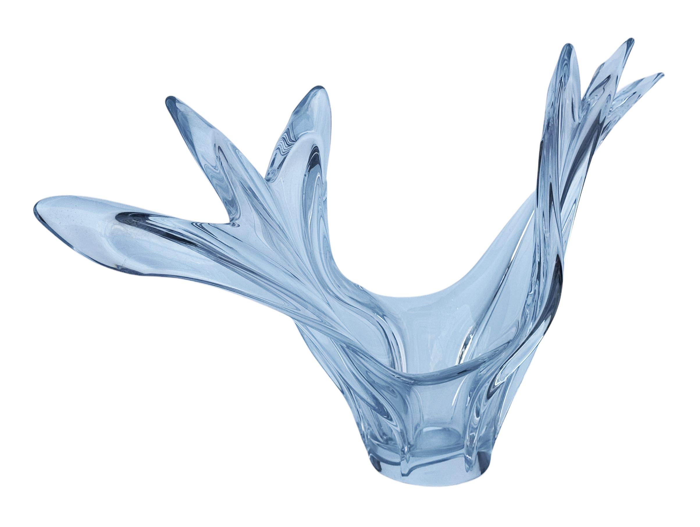 Late 20th Century Large Mid Century Modern French Abstract Glass Table Sculpture or Bowl