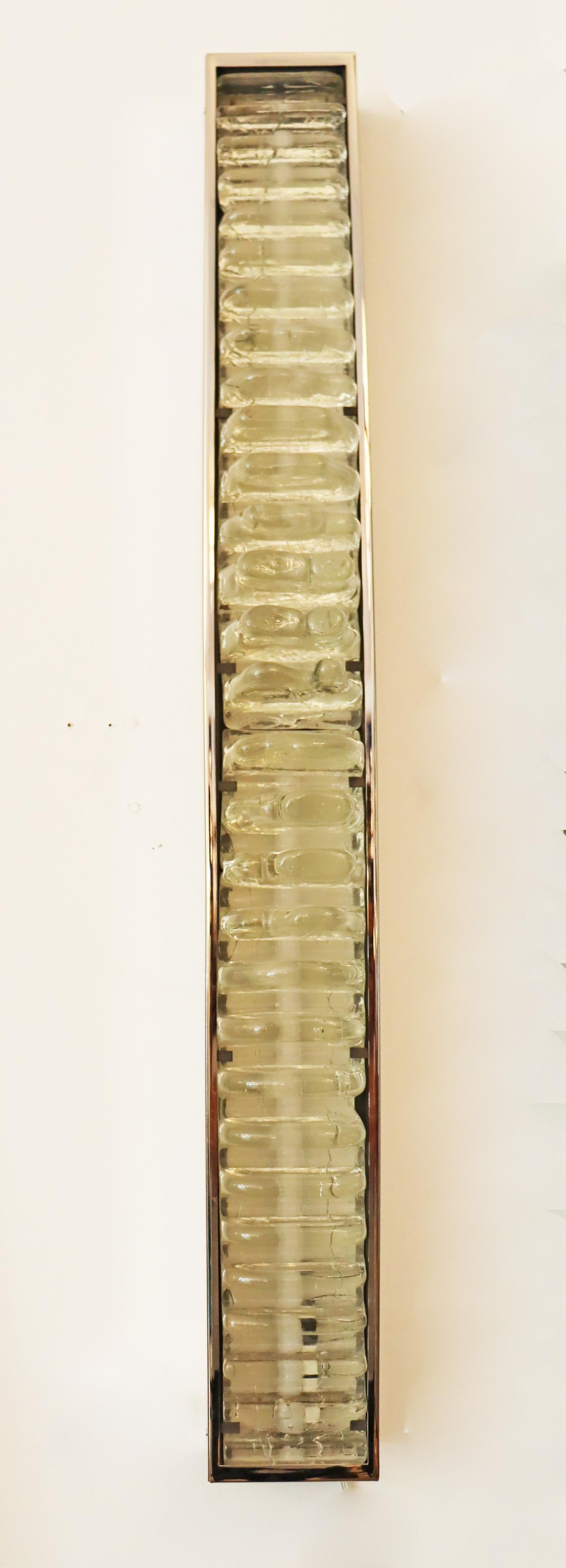 Large Mid-Century Modern Glass and Nickel Plated Wall Lights, in Stock For Sale 4