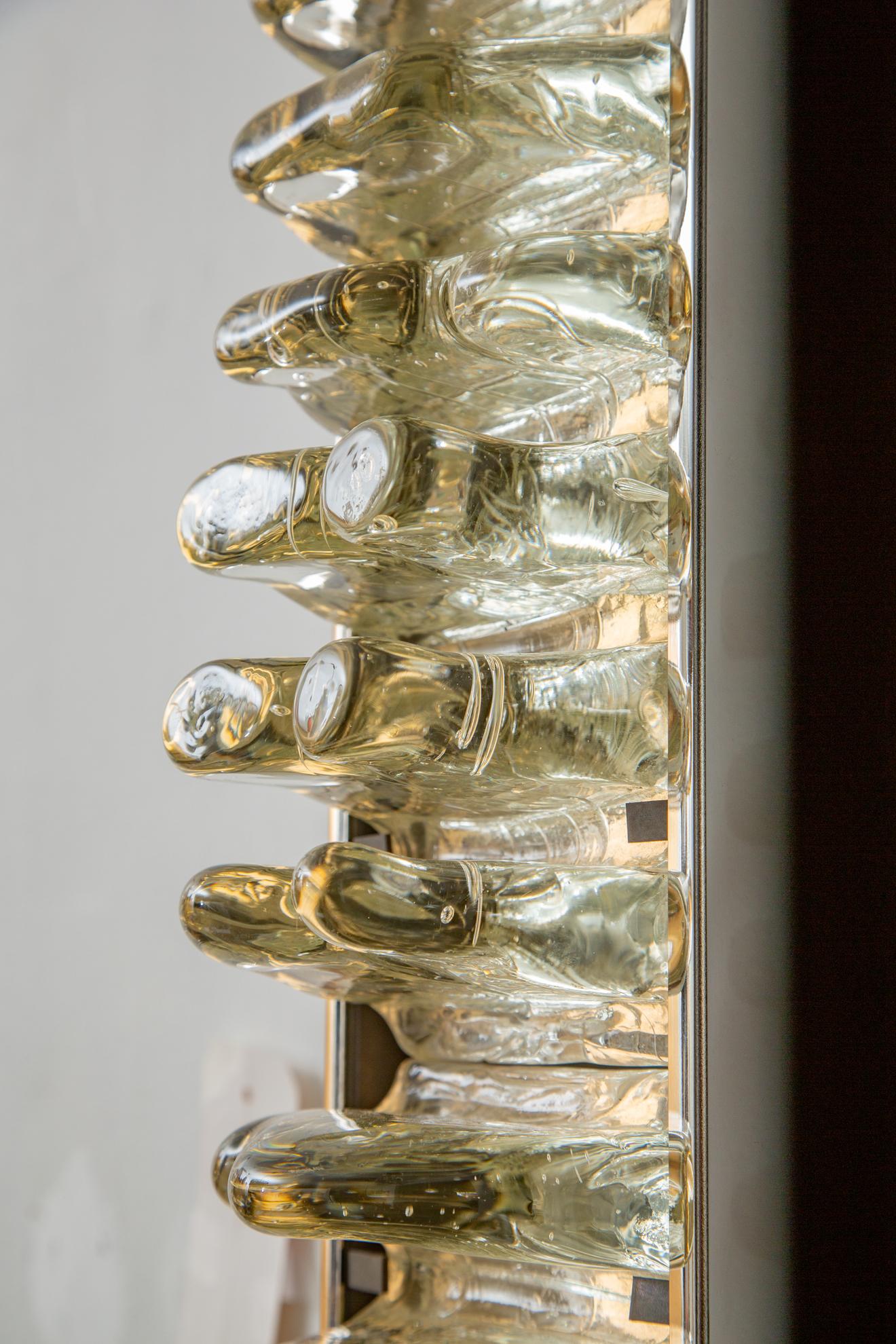 Large Mid-Century Modern Glass and Nickel Plated Wall Lights, in Stock For Sale 7