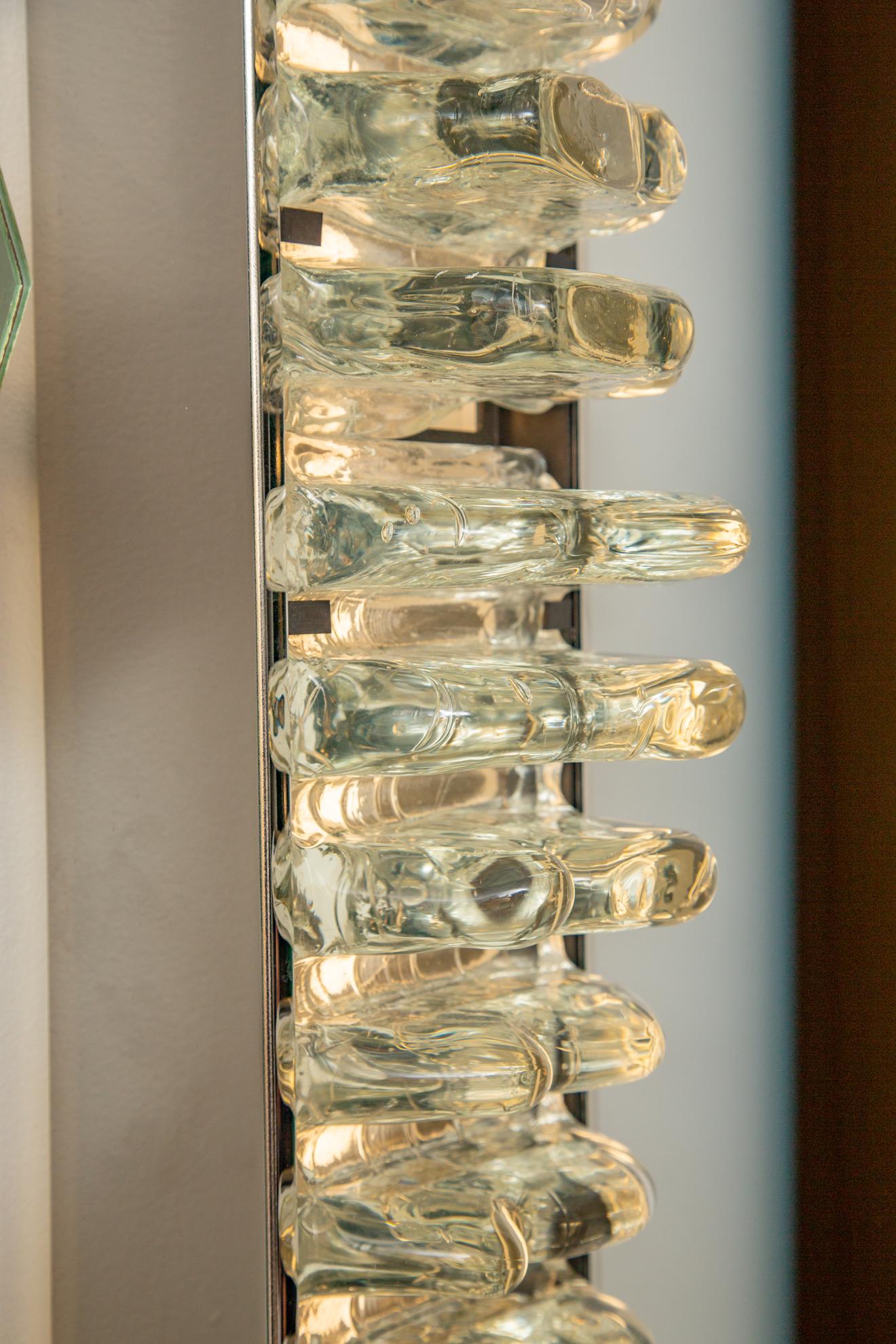Large Mid-Century Modern Glass and Nickel Plated Wall Lights, in Stock For Sale 8
