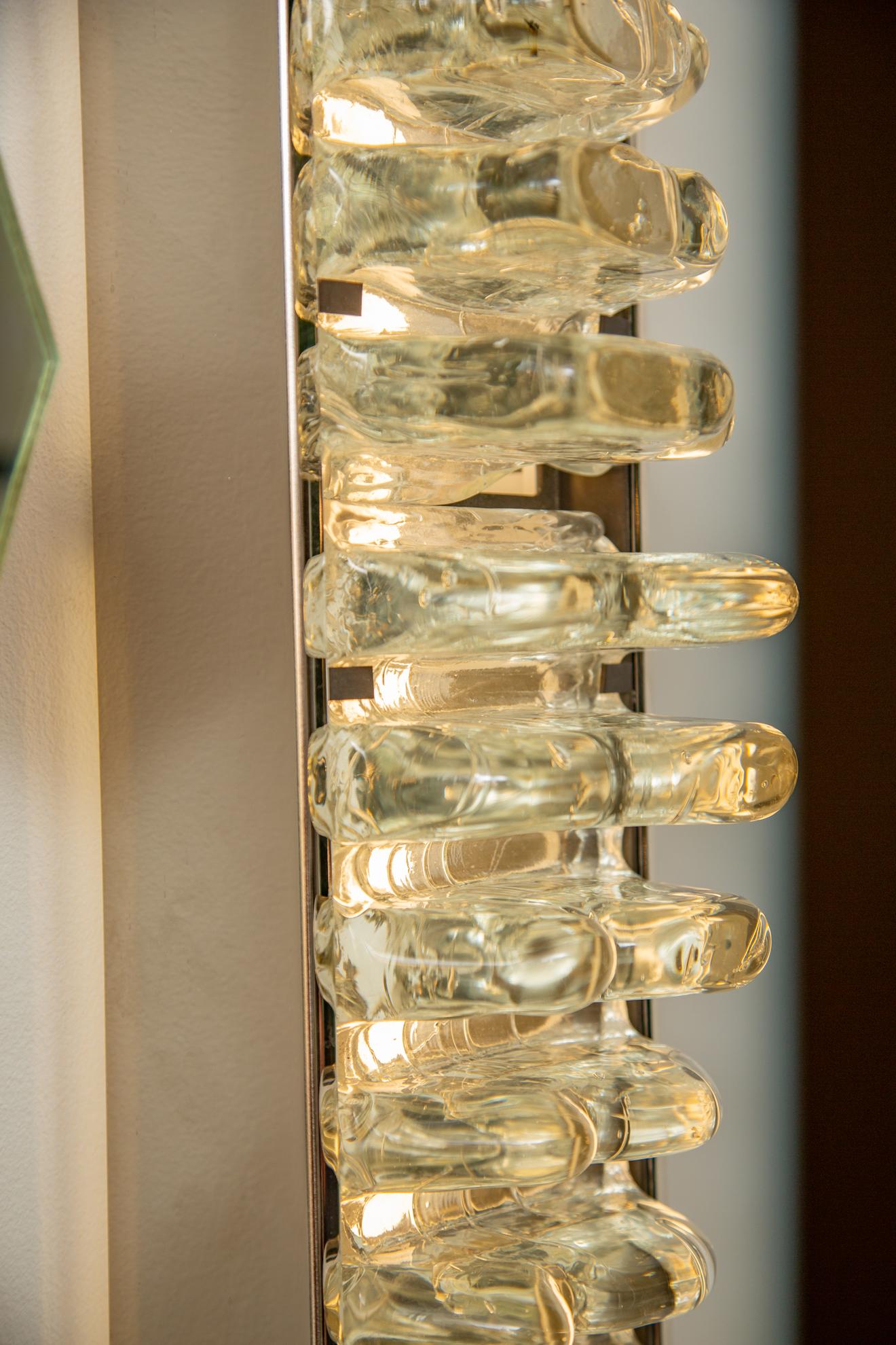 Large Mid-Century Modern Glass and Nickel Plated Wall Lights, in Stock For Sale 9
