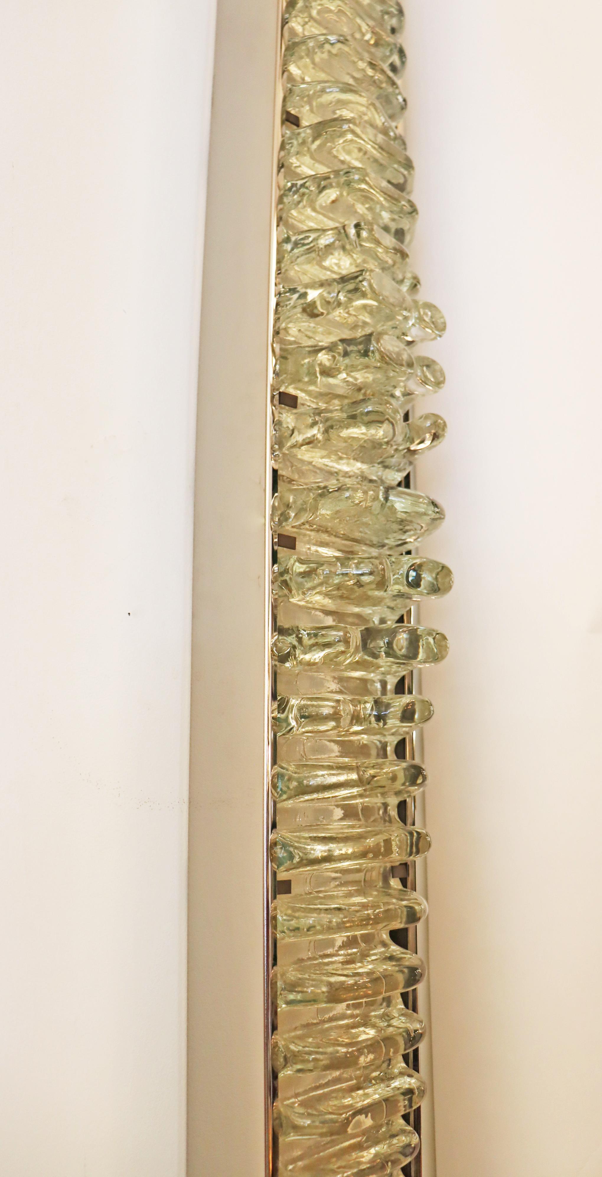 Large Mid-Century Modern Glass and Nickel Plated Wall Lights, in Stock For Sale 3