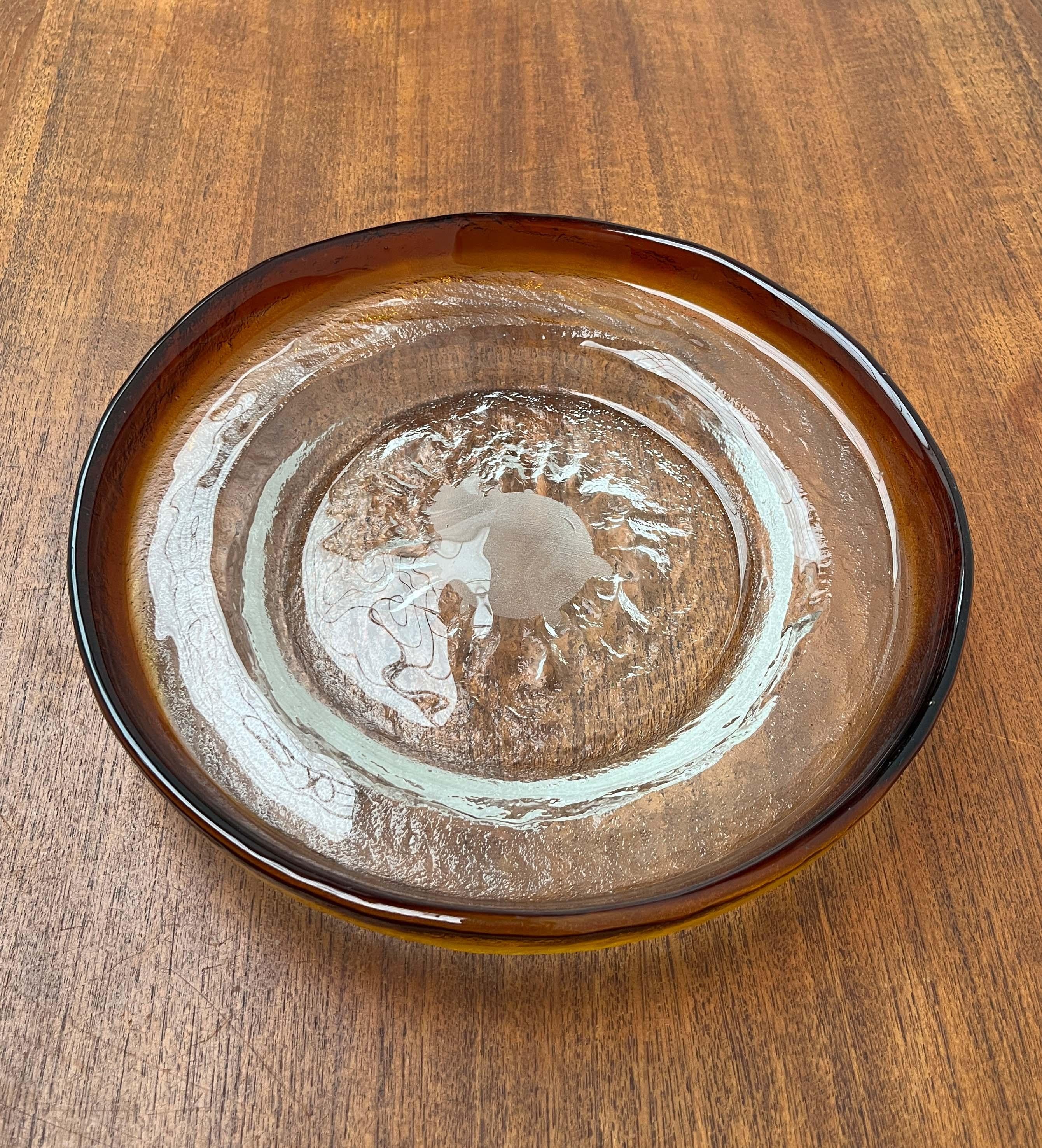 Große moderne Glasschale aus der Mitte des Jahrhunderts von Pertti Santalahti für Humppila, Finnland (Moderne der Mitte des Jahrhunderts) im Angebot