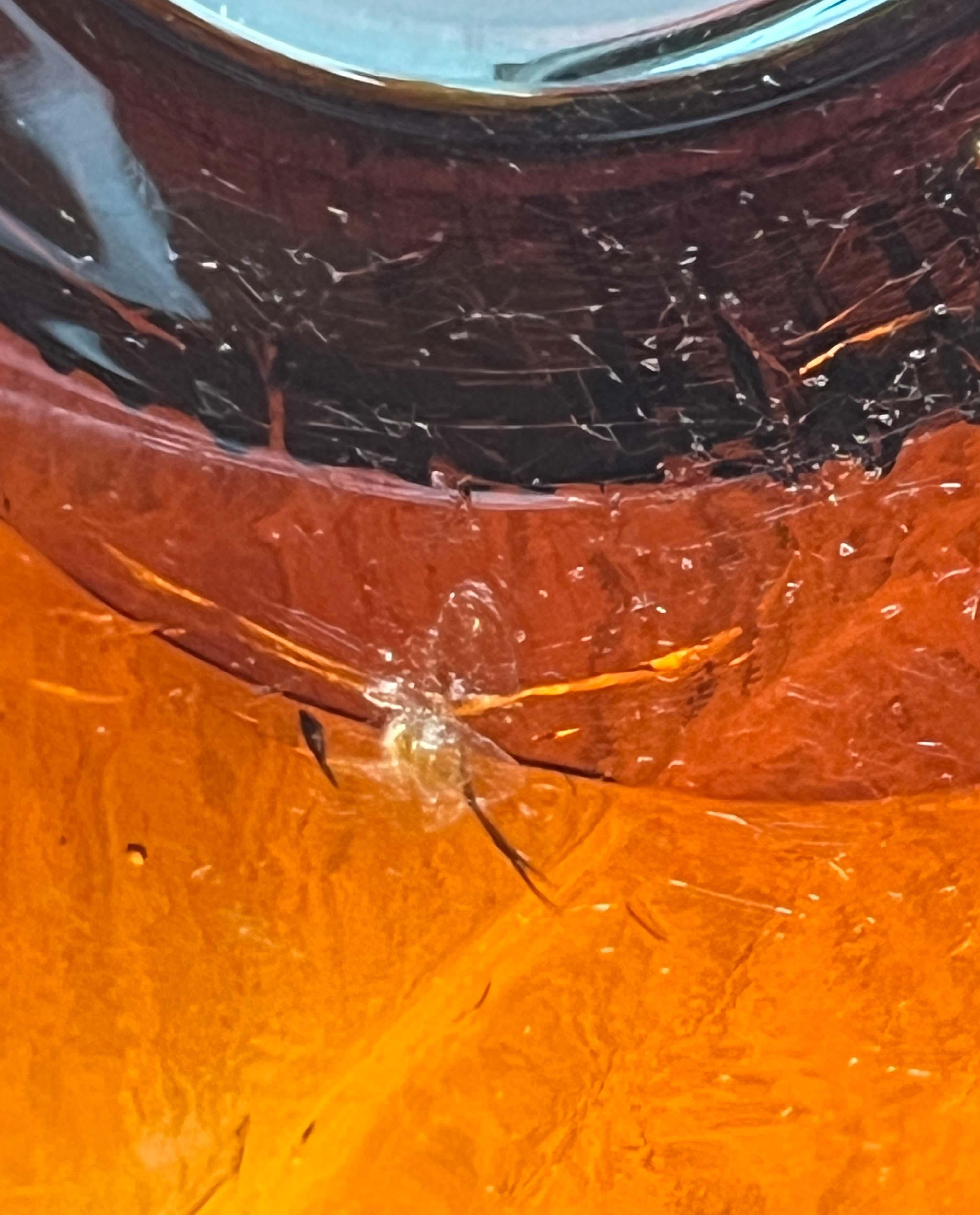 Gran cuenco de cristal moderno de mediados de siglo con diseño floral de Humppila, Finlandia en venta 8