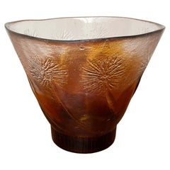 Large Mid-Century Modern Glass Bowl with Floral Design from Humppila, Finland