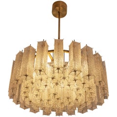 Grand lustre en verre et laiton de style moderne du milieu du siècle 97cm/38in Wide