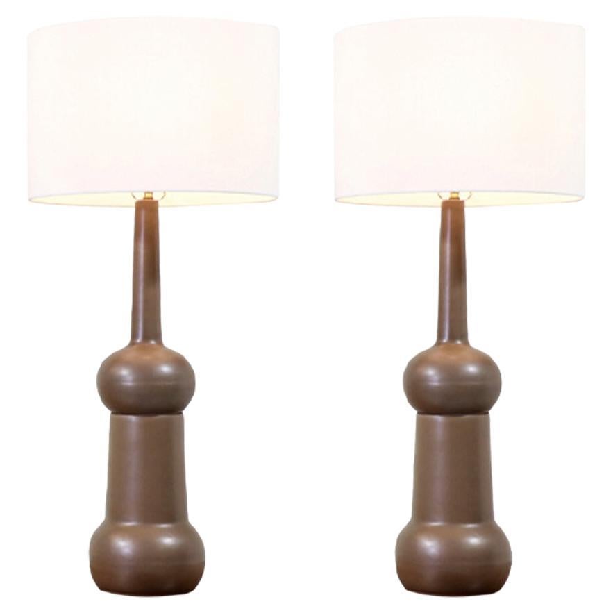 Large Mid-Century Modern Glazed Ceramic Lamps by Jane & Gordon Martz  For Sale