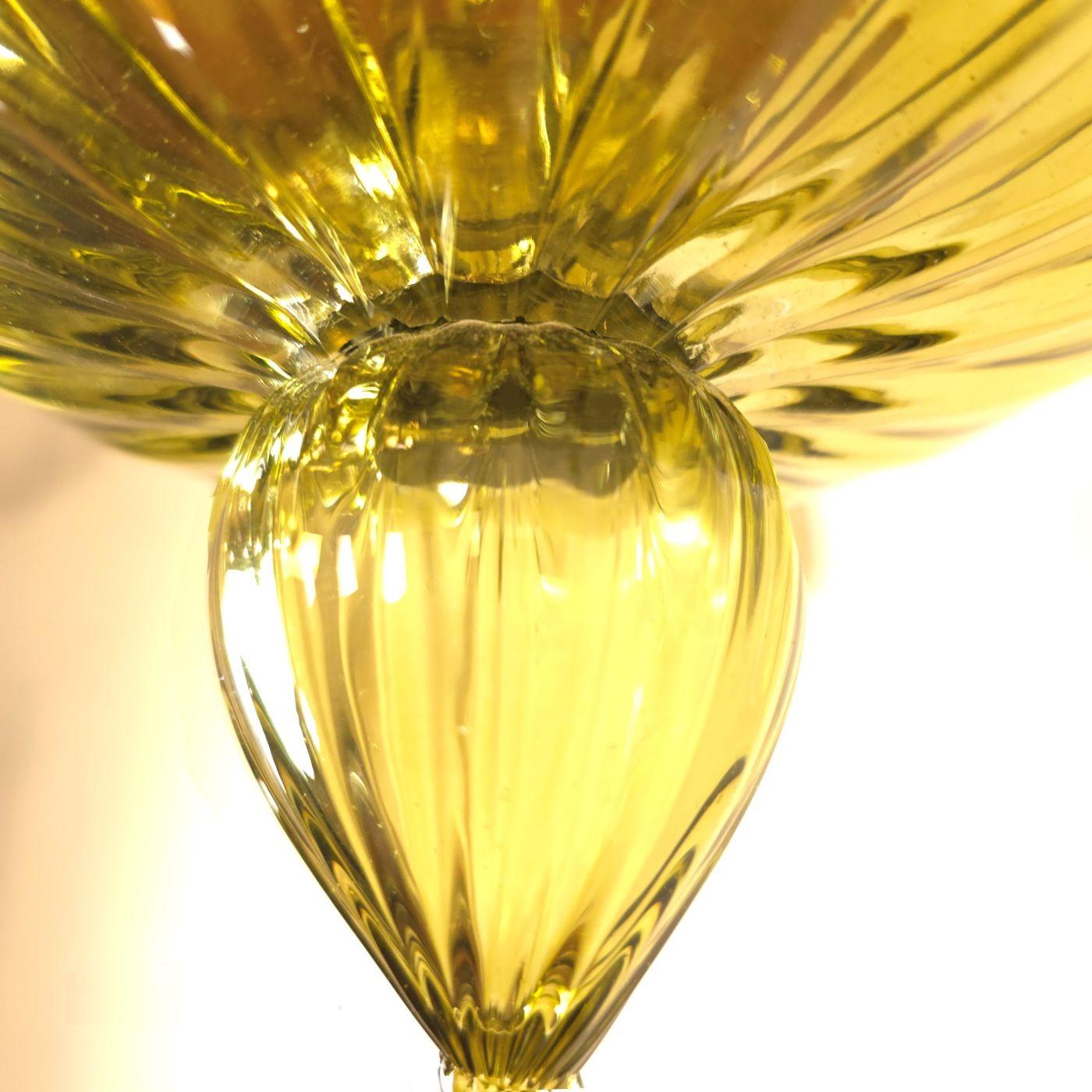Large Mid-Century Modern Green Murano Chandelier 1970s 3