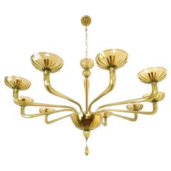 Large Mid-Century Modern Green Murano Chandelier 1970s