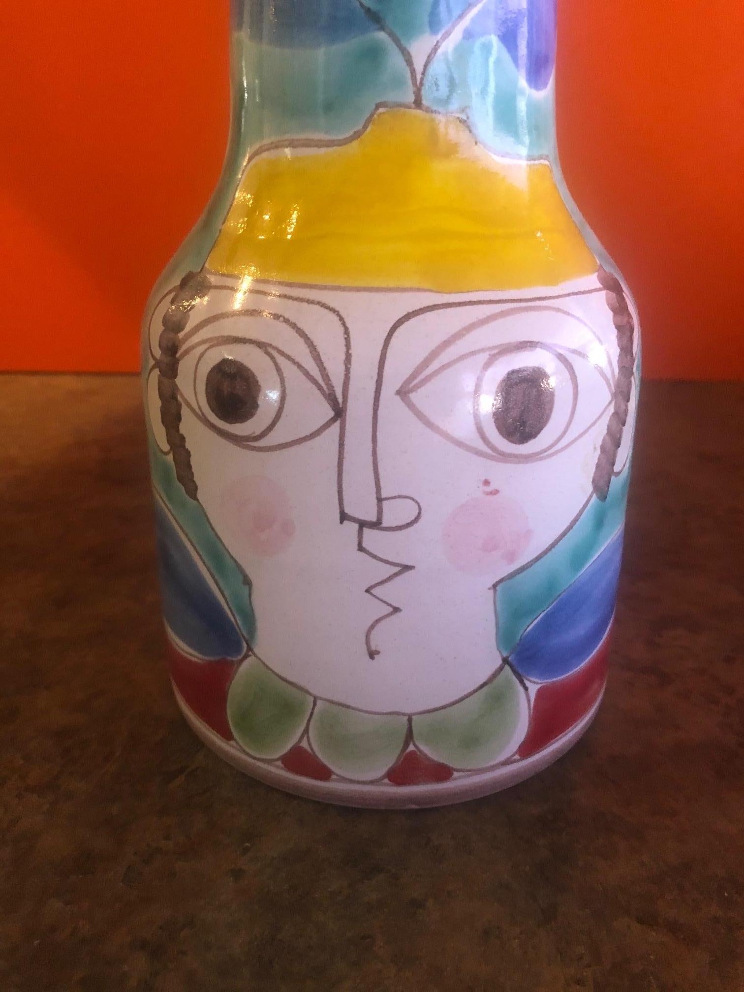 Hand-Painted Large Mid-Century Modern Hand Painted Vase by Giovanni Desimone