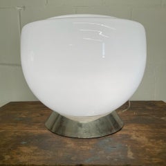 Large Mid-Century Modern Hand Blown Glass and Chrome Table / Desk Lamp, Italian