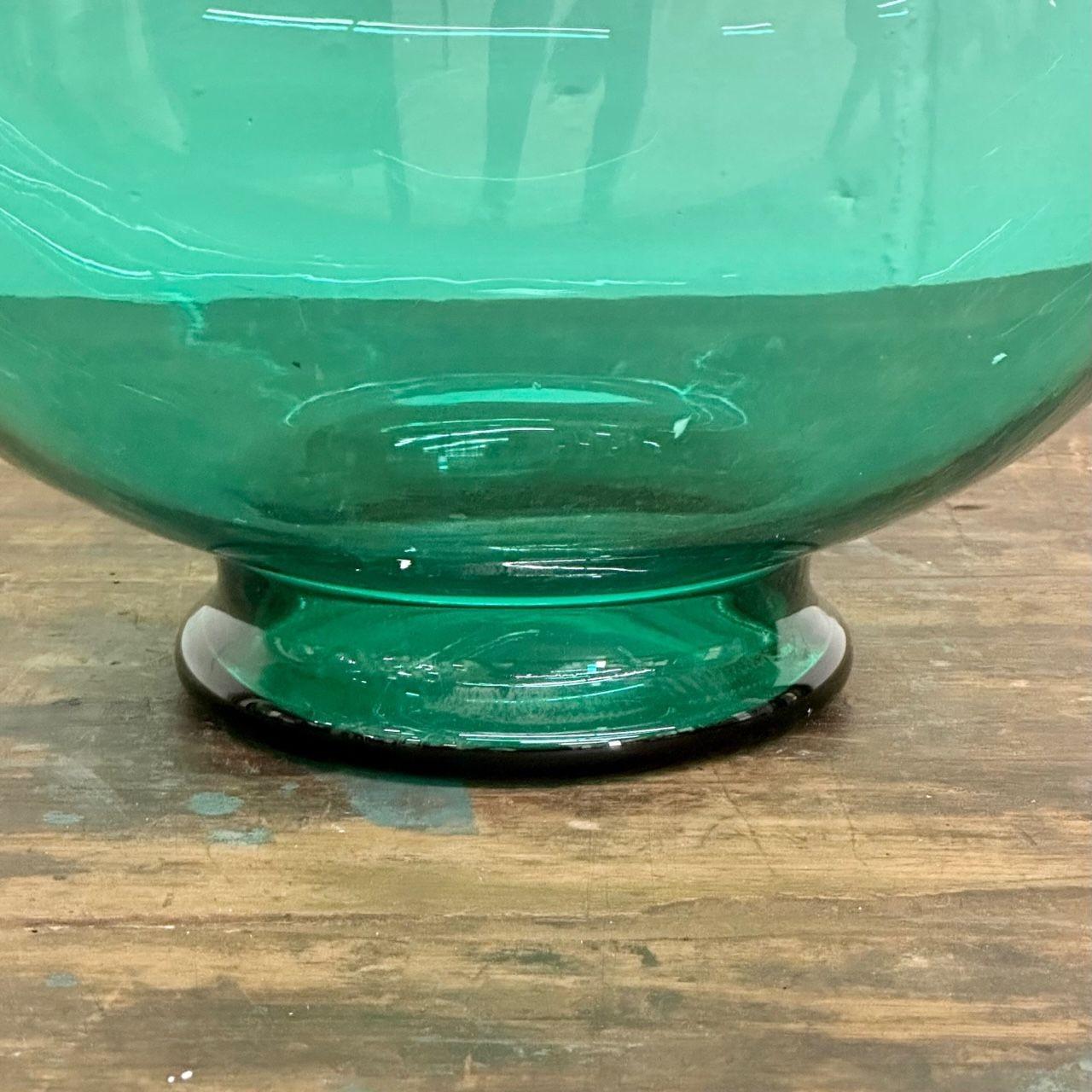 Large Mid-Century Modern Handblown Glass Turquoise Table Vase / Vessel by Blenko For Sale 3