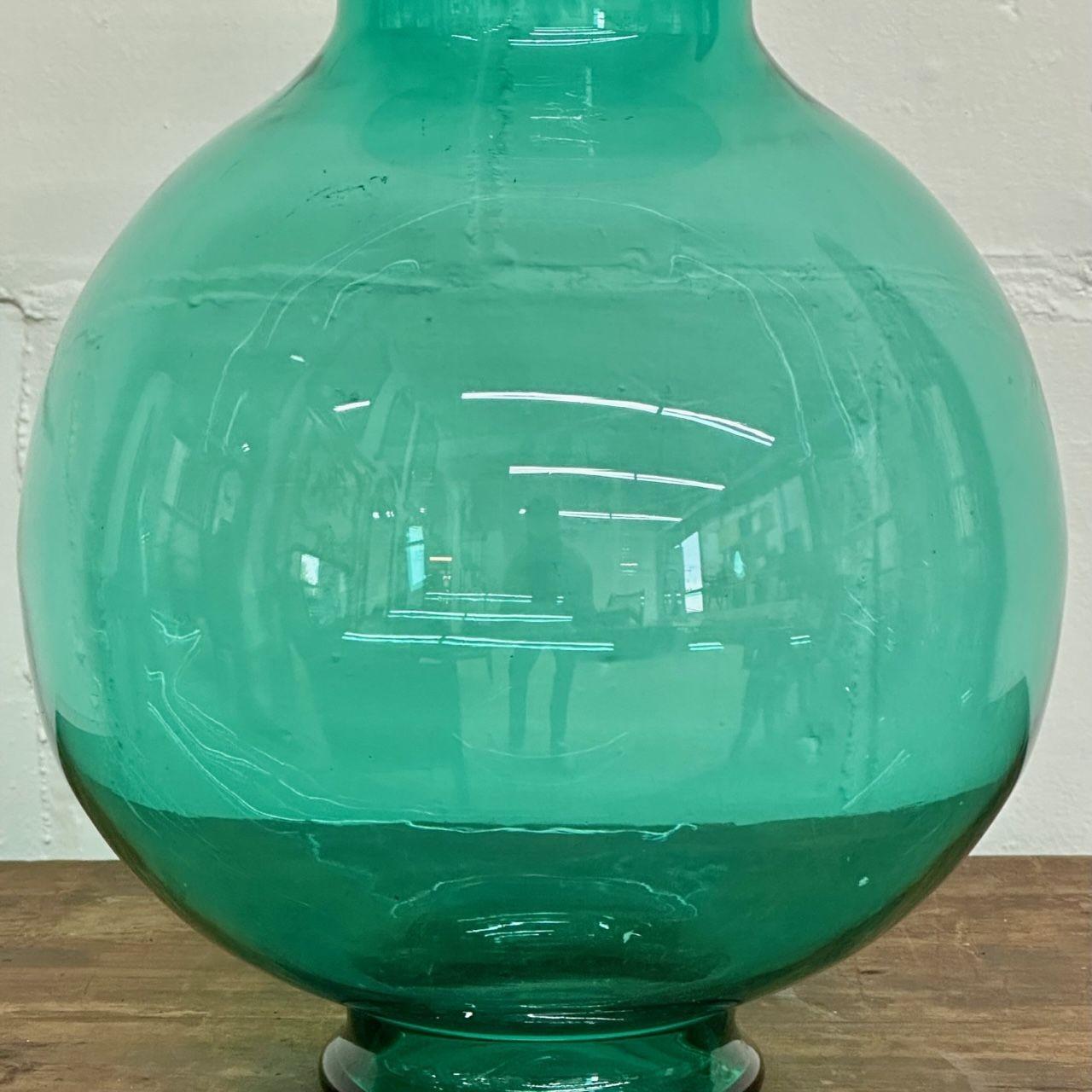 Large Mid-Century Modern Handblown Glass Turquoise Table Vase / Vessel by Blenko For Sale 2