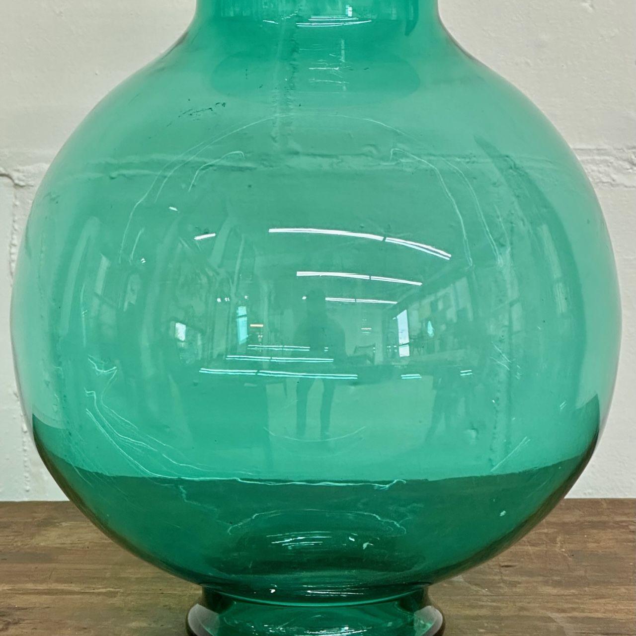 Large Mid-Century Modern Handblown Glass Turquoise Table Vase / Vessel by Blenko 2