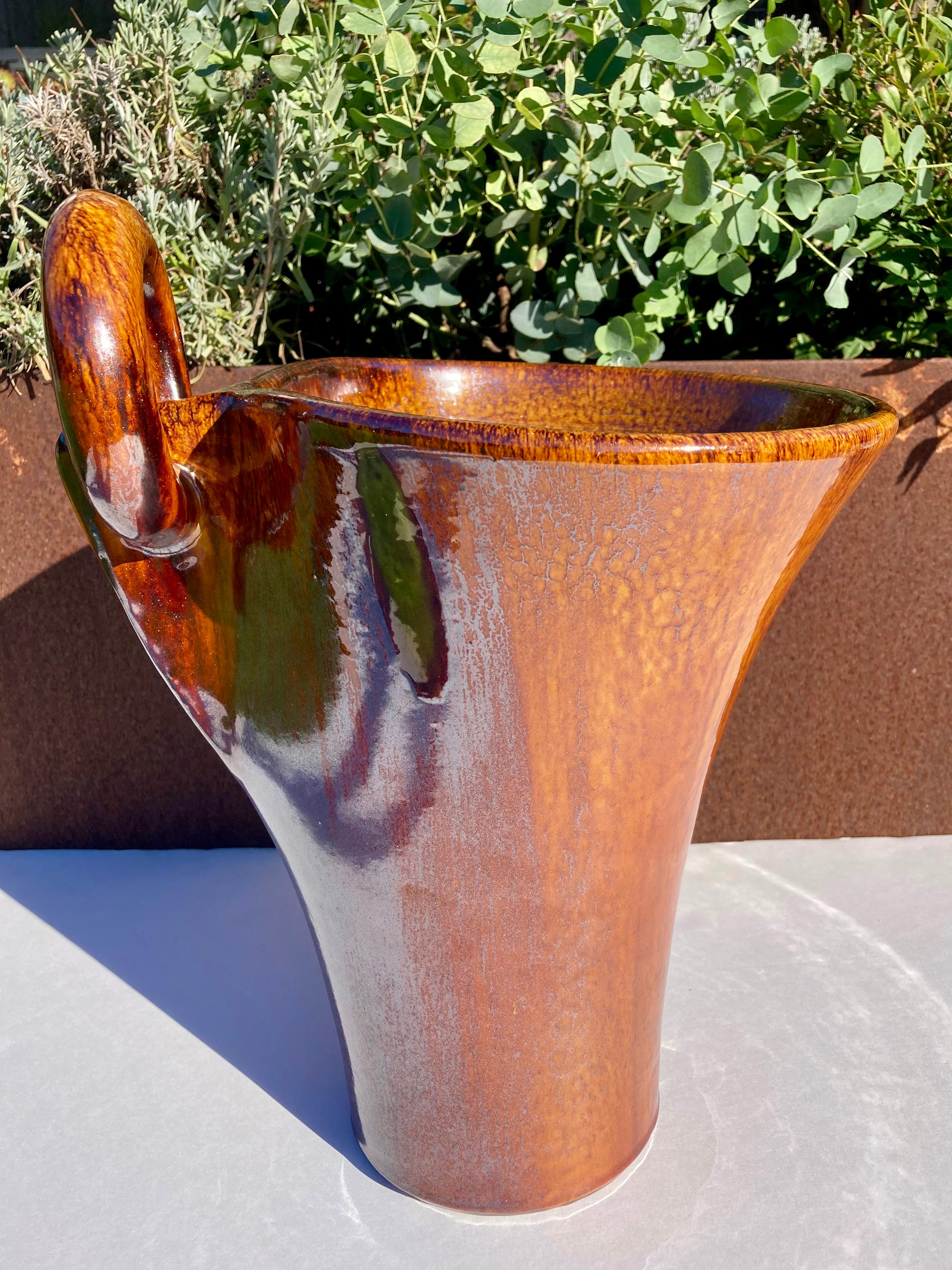20th Century Large Mid-Century Modern Handmade Asymmetrical Studio Pottery Vase  For Sale