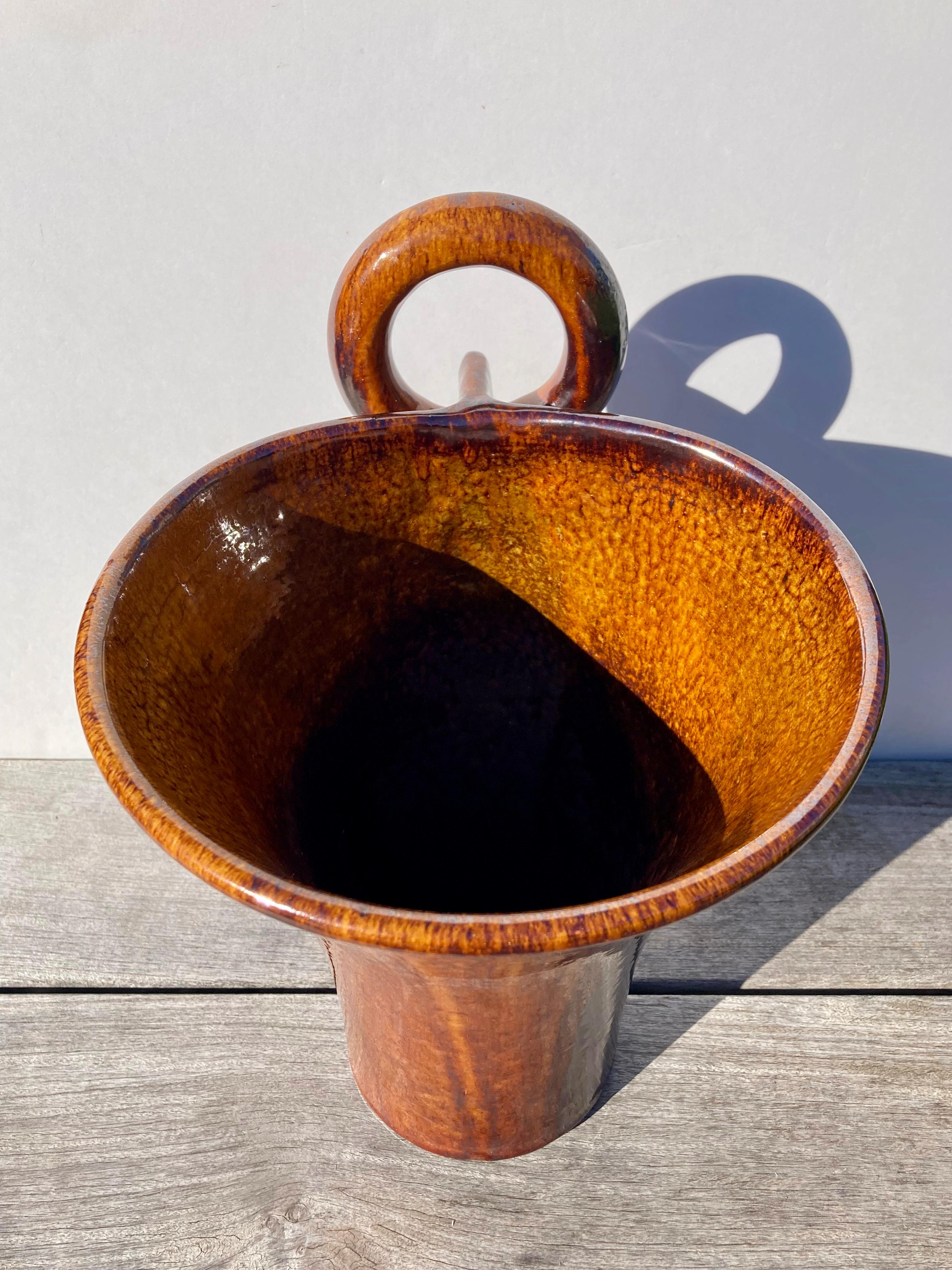 Clay Large Mid-Century Modern Handmade Asymmetrical Studio Pottery Vase  For Sale