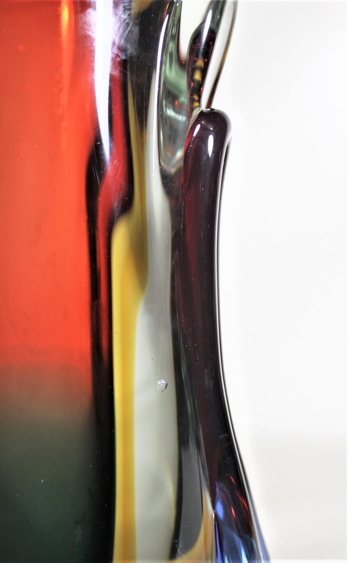 Large Mid-Century Modern Heavy Italian Murano Art Glass Multi-Colored Vase 2