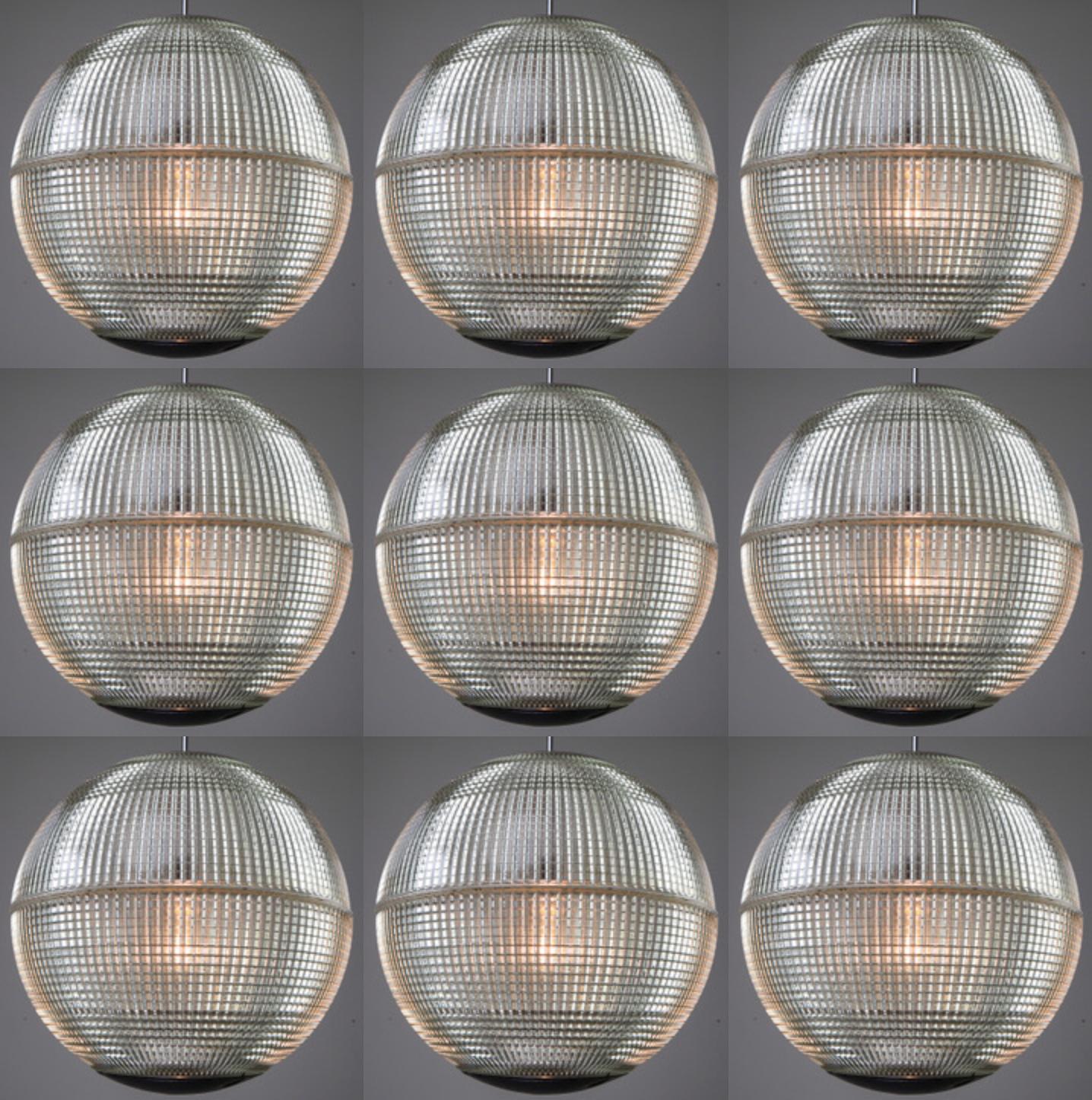 Xl Large Holophane Paris Street Pendant Light, France, 1960s In Good Condition In Almelo, NL