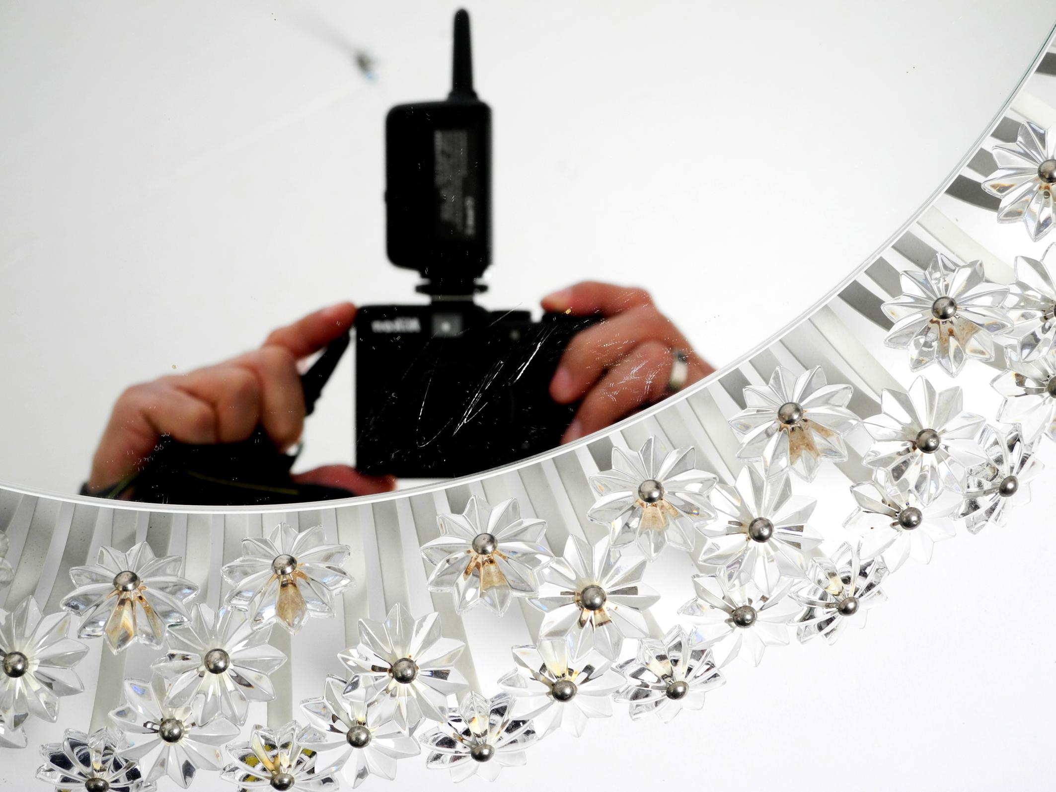 Plastic Large Mid-Century Modern Illuminated Floral Mirror by Schöninger For Sale