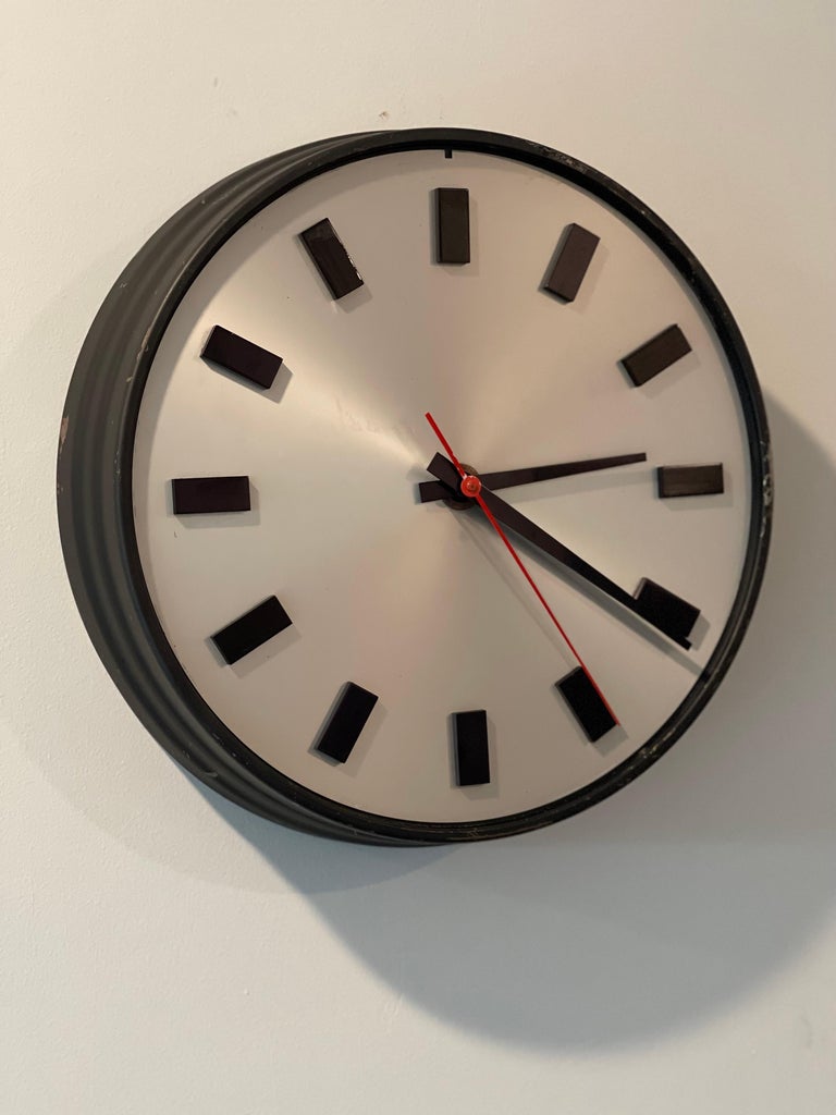 Large MidCentury Modern Industrial Wall Clock For Sale at 1stDibs