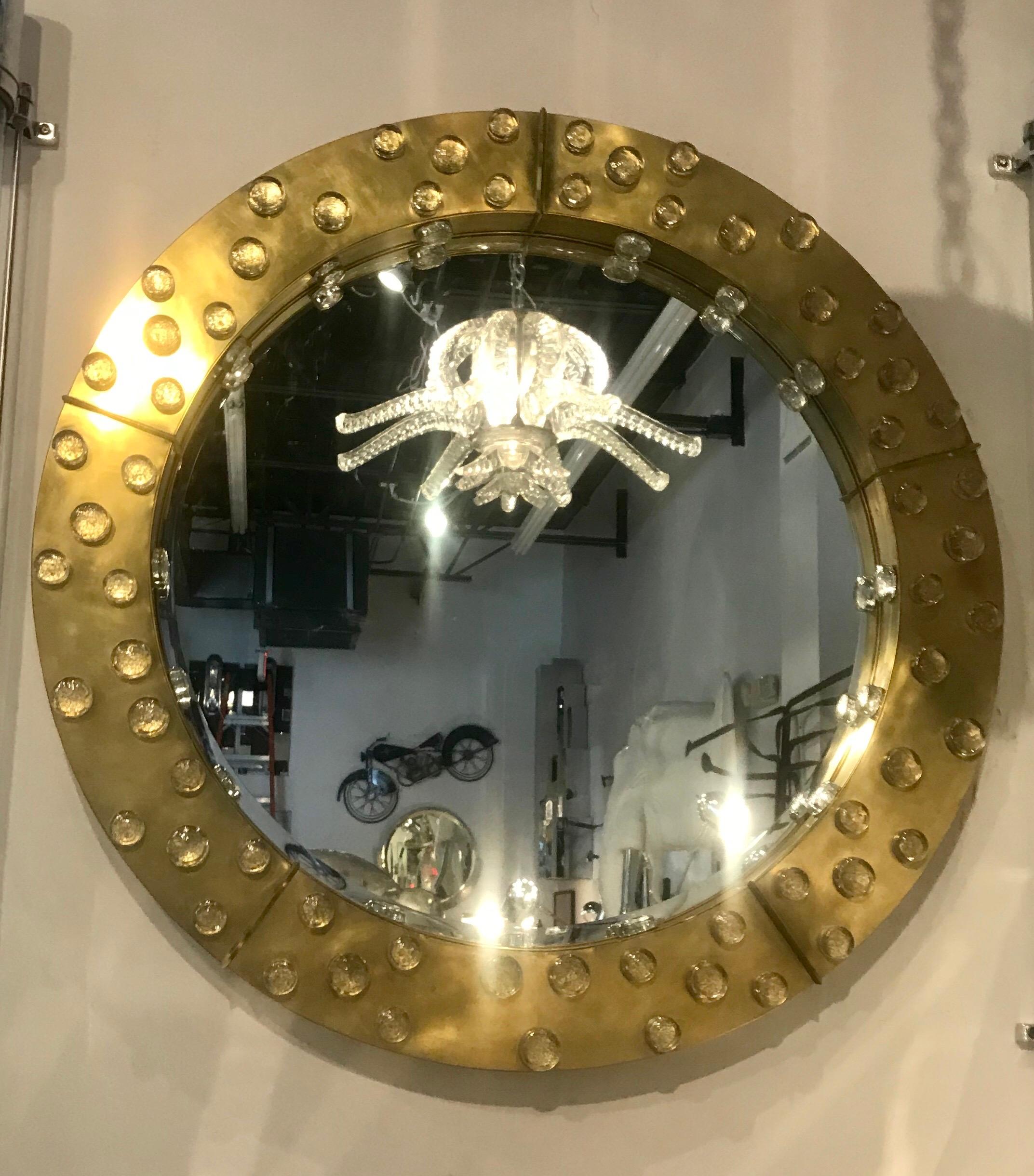 round gold mirror