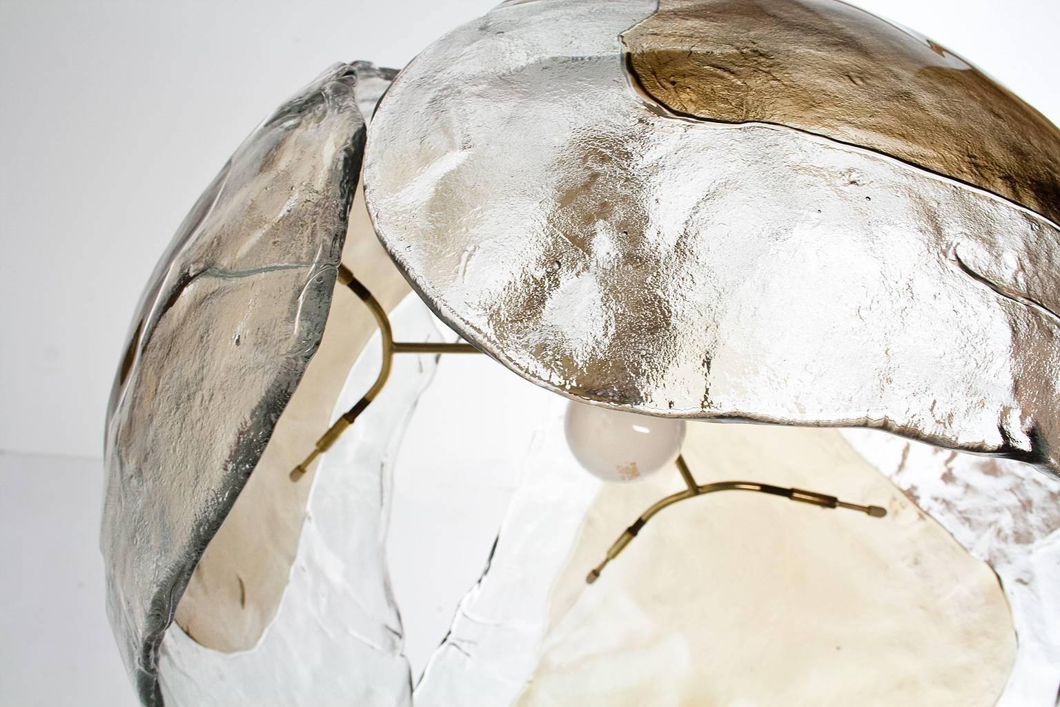 Large Mid-Century Modern Kaiser Leuchten Chandelier with Mazzega Glass In Excellent Condition In Beek en Donk, NL