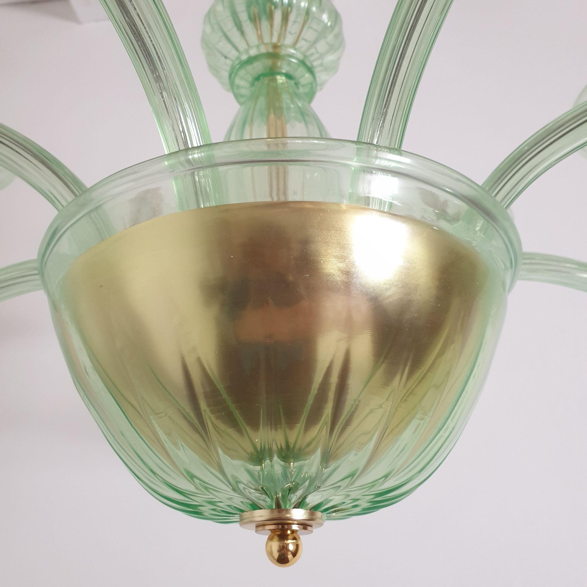 Large Mid-Century Modern Light Green Murano Glass Chandelier, 1970 5