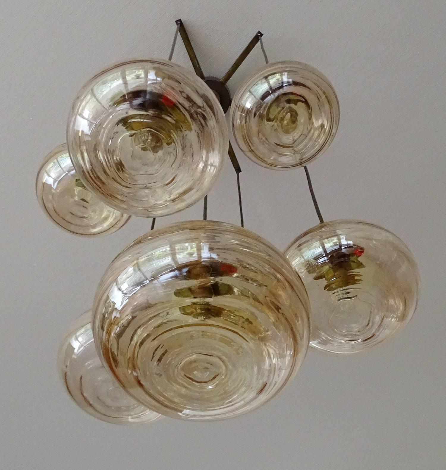 Large 7 Lights Limburg Cascade Overally  Glass Globes Brass Chandelier 4