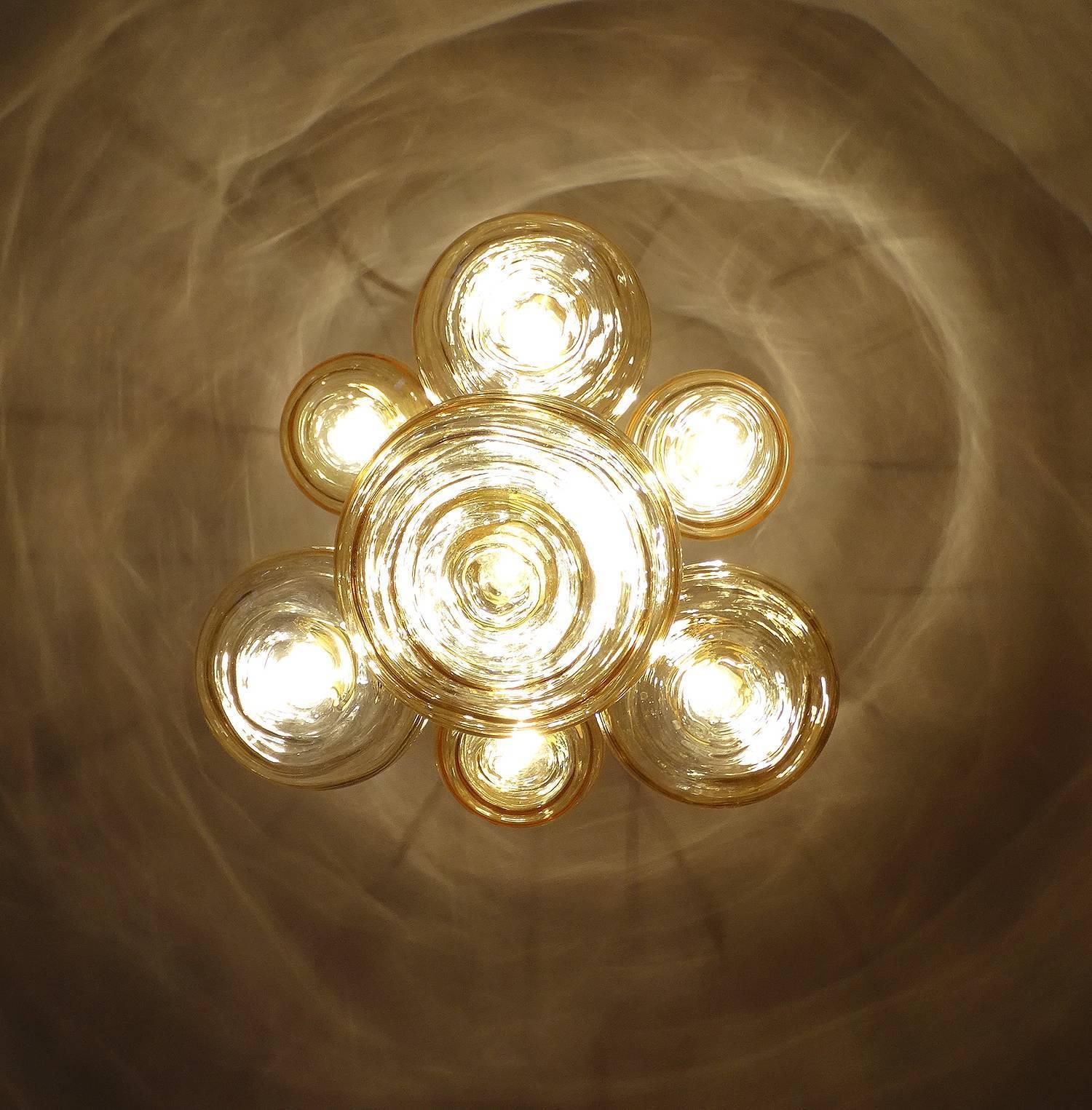 Large 7 Lights Limburg Cascade Overally  Glass Globes Brass Chandelier 8