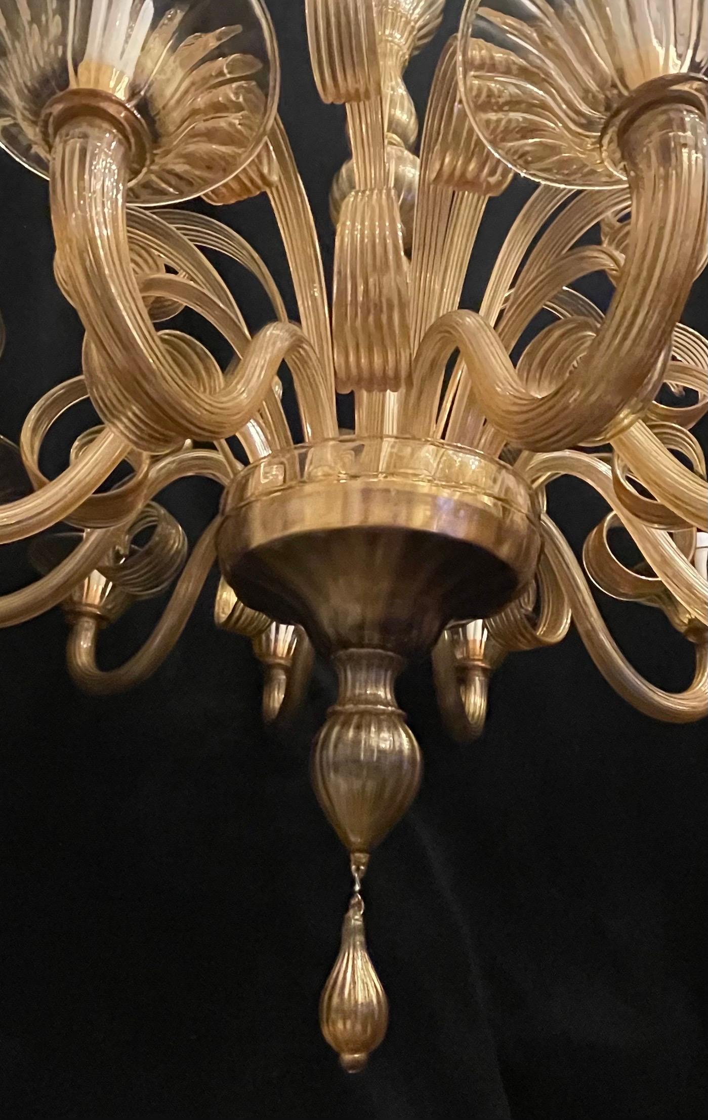 20th Century Large Mid-Century Modern Lorin Marsh Murano Gold Blown Art Glass Chandelier For Sale