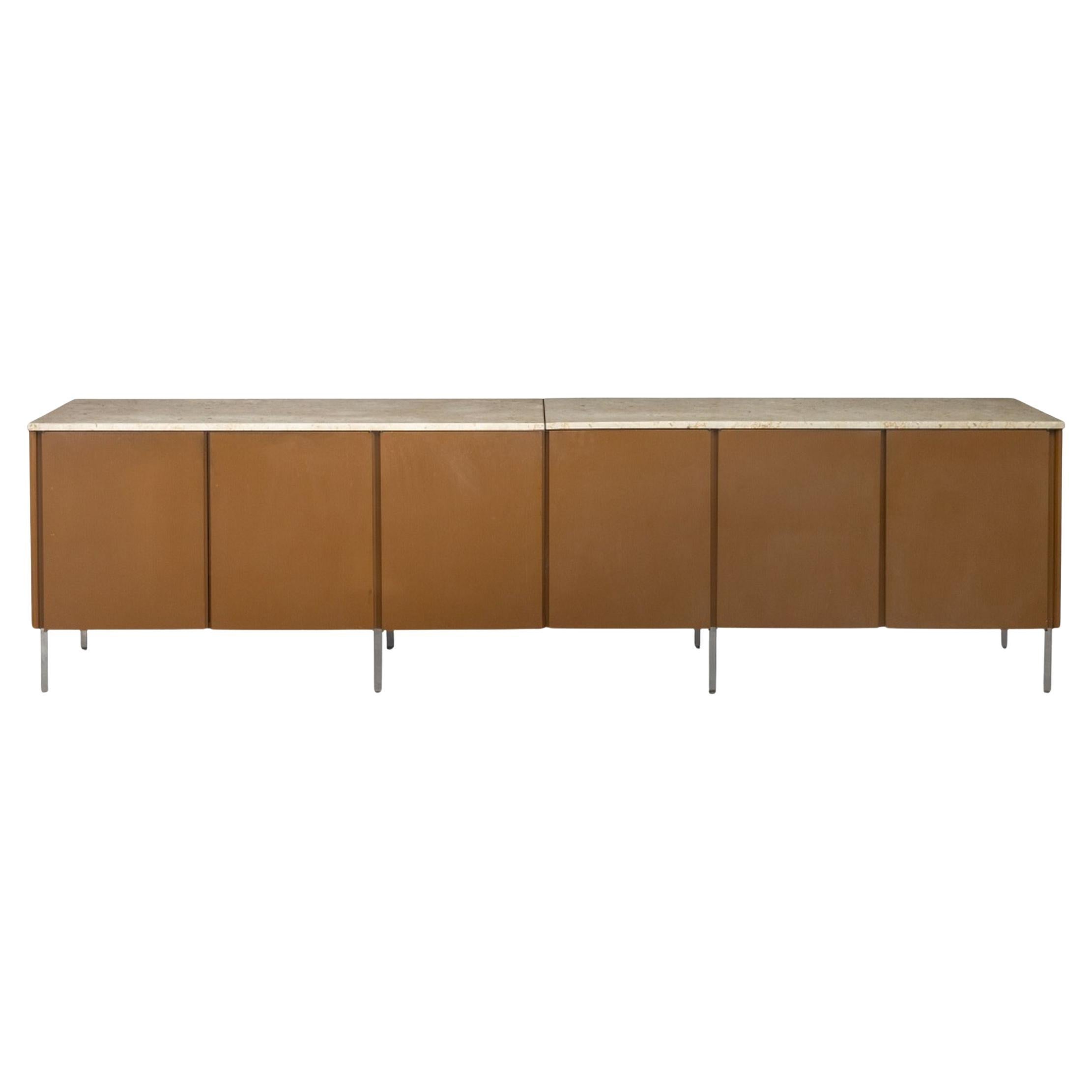 Large Mid-Century Modern Marble 6-Door Sideboard For Sale
